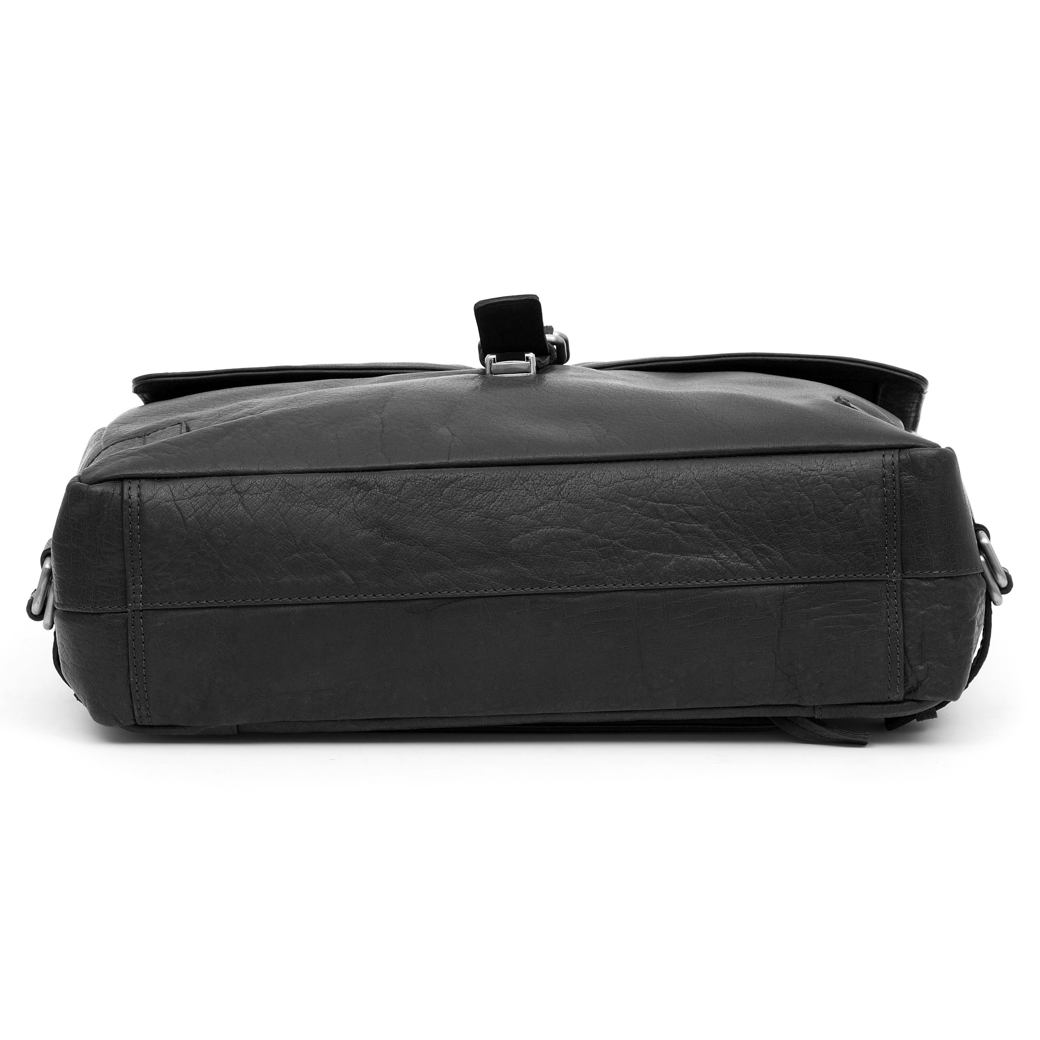 Montreal Luxury Leather Black Satchel Bag - 10