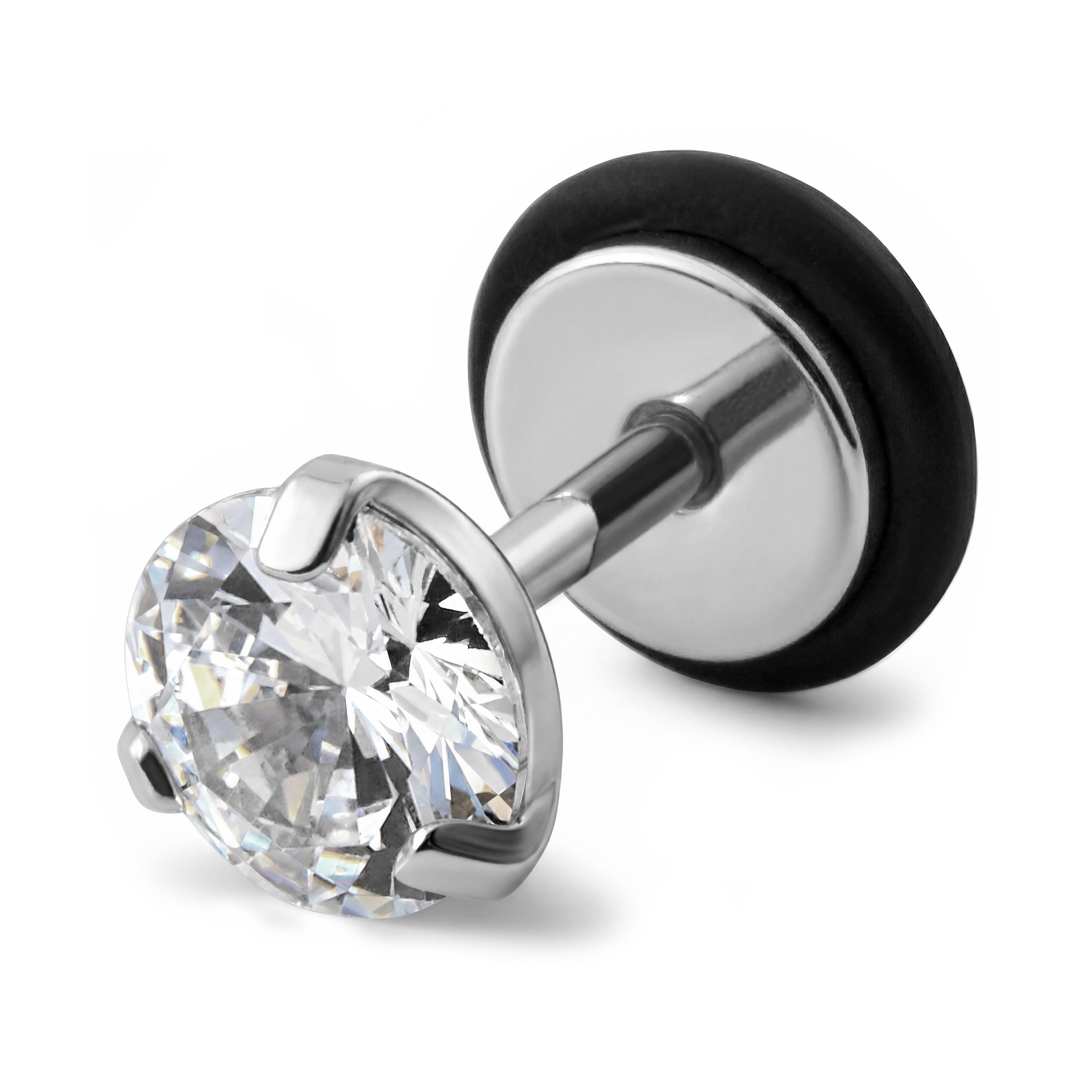 Floyd | 6 mm Round Zirconia & Silver-Tone Stainless Steel Stud Earring Floyd | 6 mm Round Zirconia & Silver-Tone Stainless Steel Stud Earring