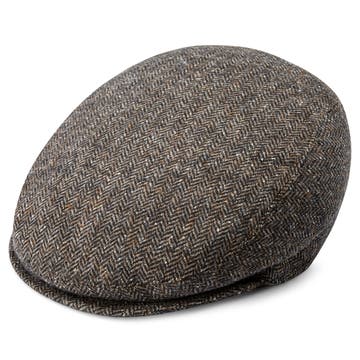 Fido | Chocolate Brown, Black & White Patterned Flat Cap