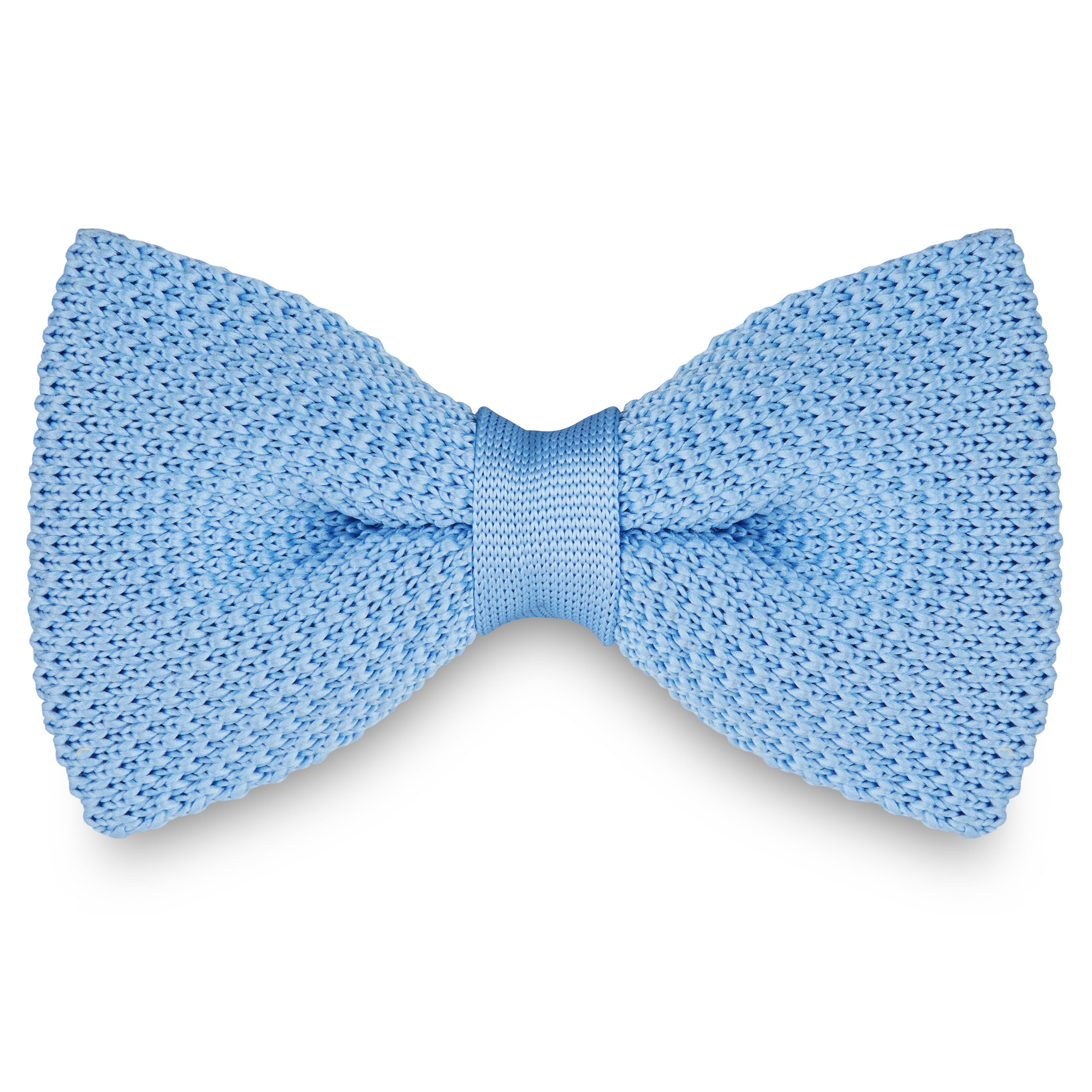 Baby Blue Knitted Pre-Tied Bow Tie