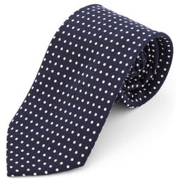 Polka Dots Navy Polyester Wide Tie
