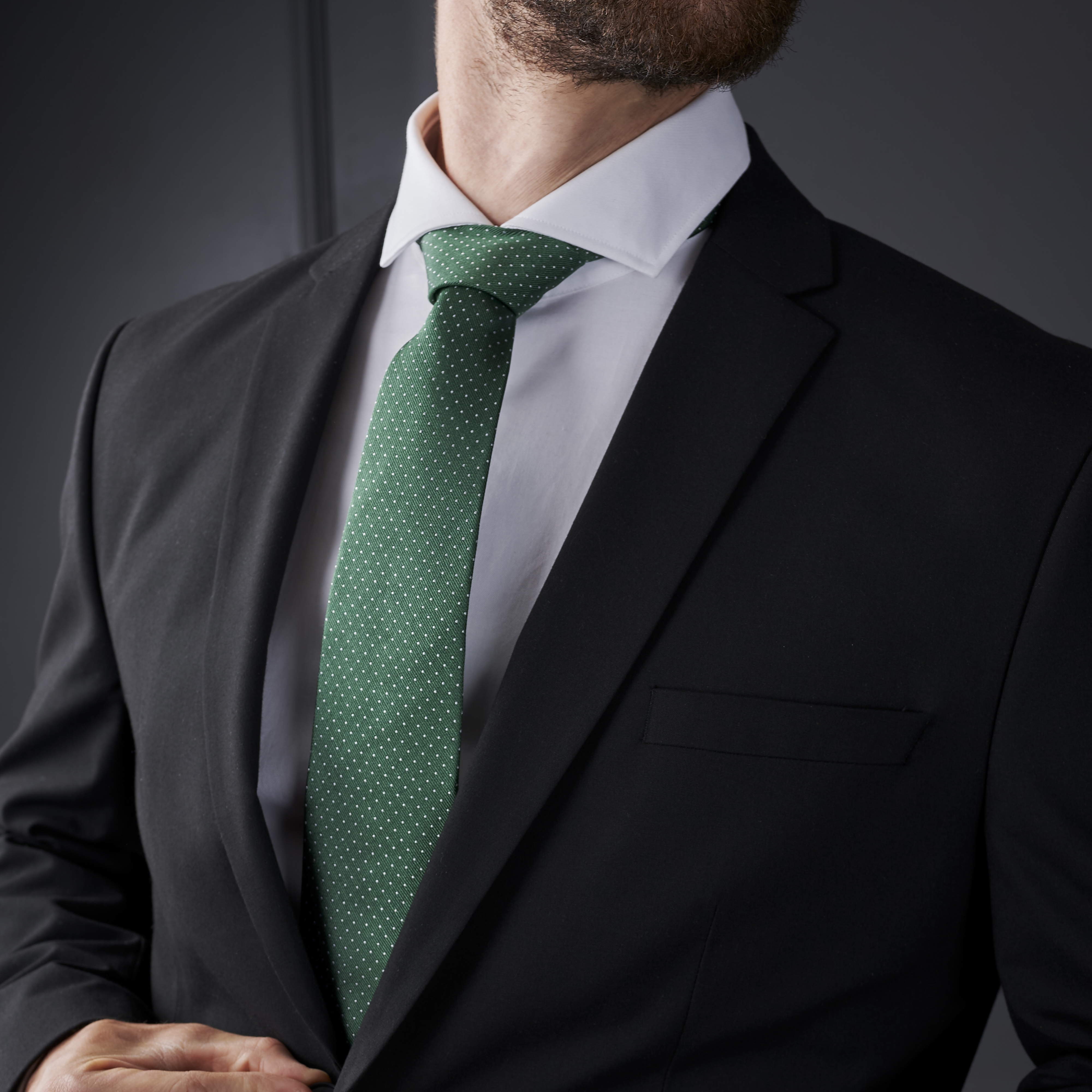 Green Polka Dot Silk 8cm Tie - 3