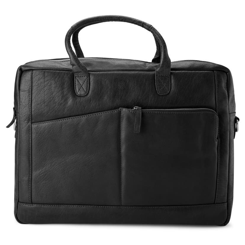 Montreal | Classic Black Leather Laptop Bag | In stock! | Lucleon