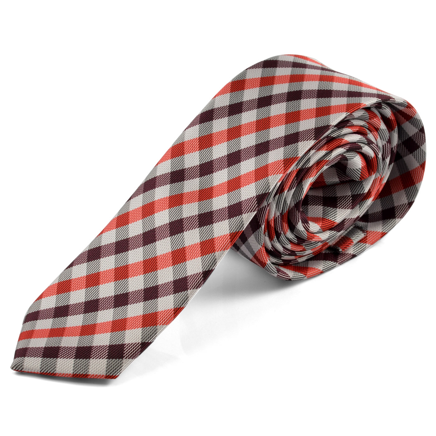 Red & White Checkered Tie - 1