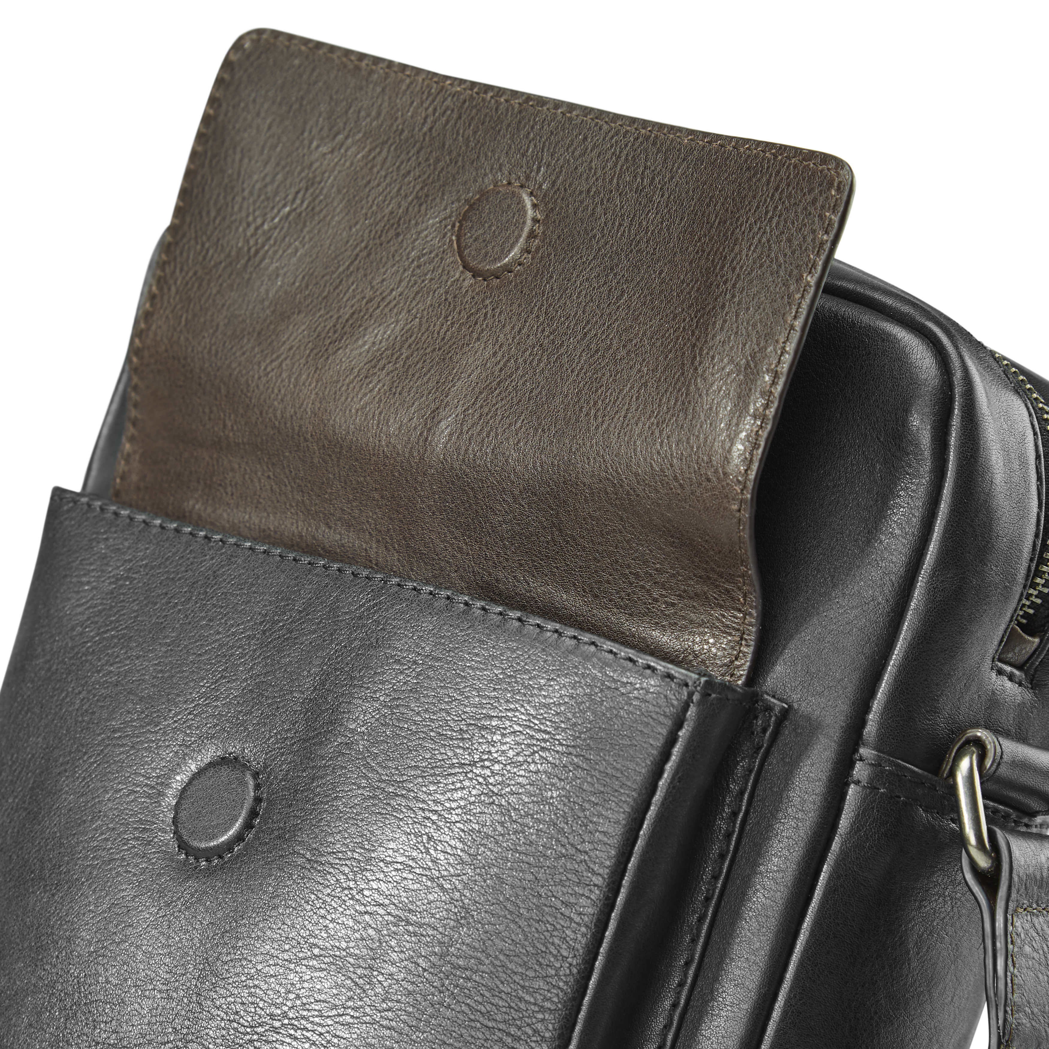 Sac à bandoulière en cuir noir et marron foncé Laurie - 10