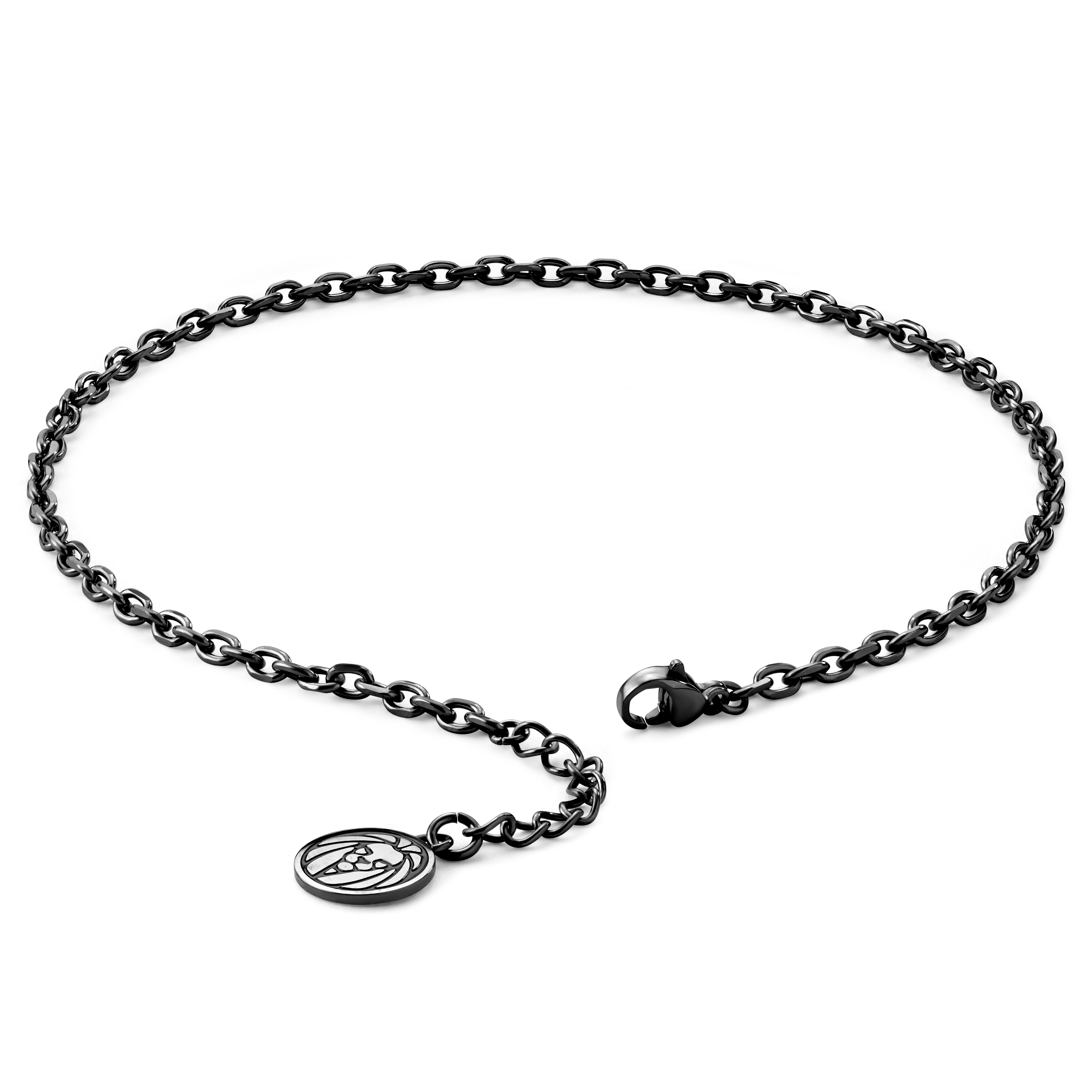 Czarna męska bransoletka na kostkę z łańcuszkiem kotwicznym ze stali nierdzewnej - 2