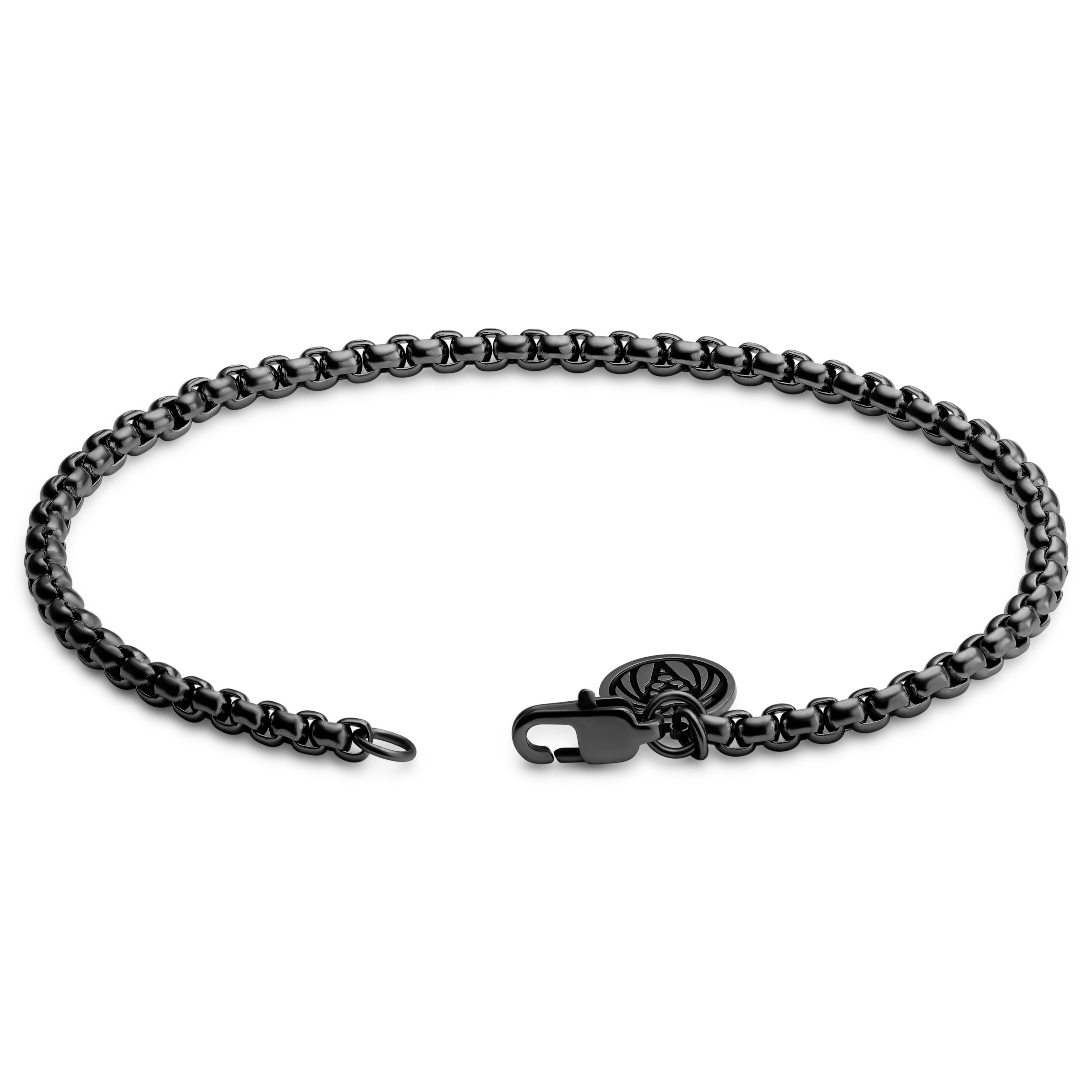 Essentials | Bracelet à maille vénitienne arrondie gris anthracite 3 mm - 3