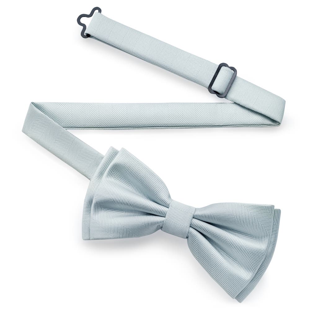 hover: Arctic Blue Pre-Tied Herringbone Bow Tie hover: Arctic Blue Pre-Tied Herringbone Bow Tie