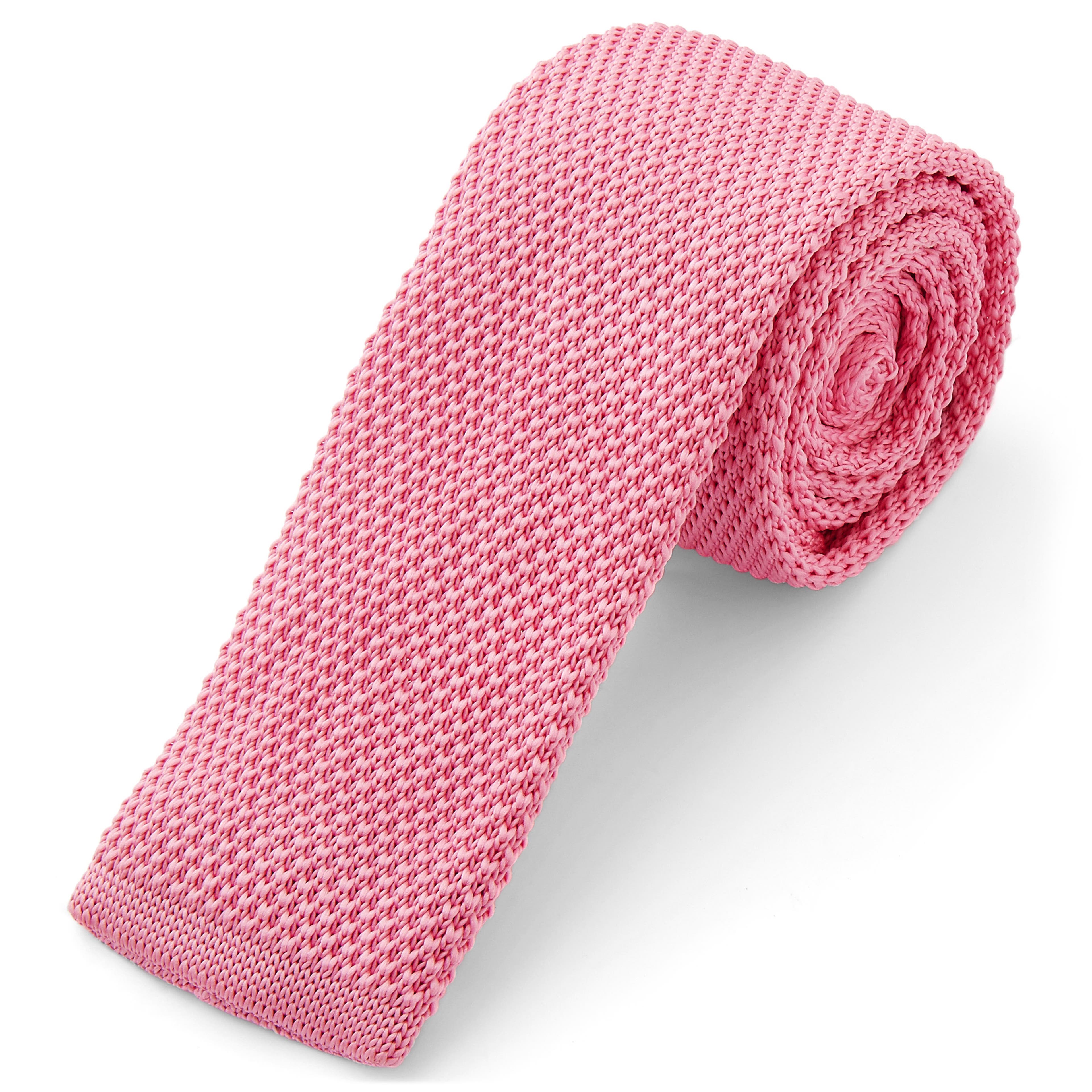 Cravatta rosa intenso lavorata a maglia