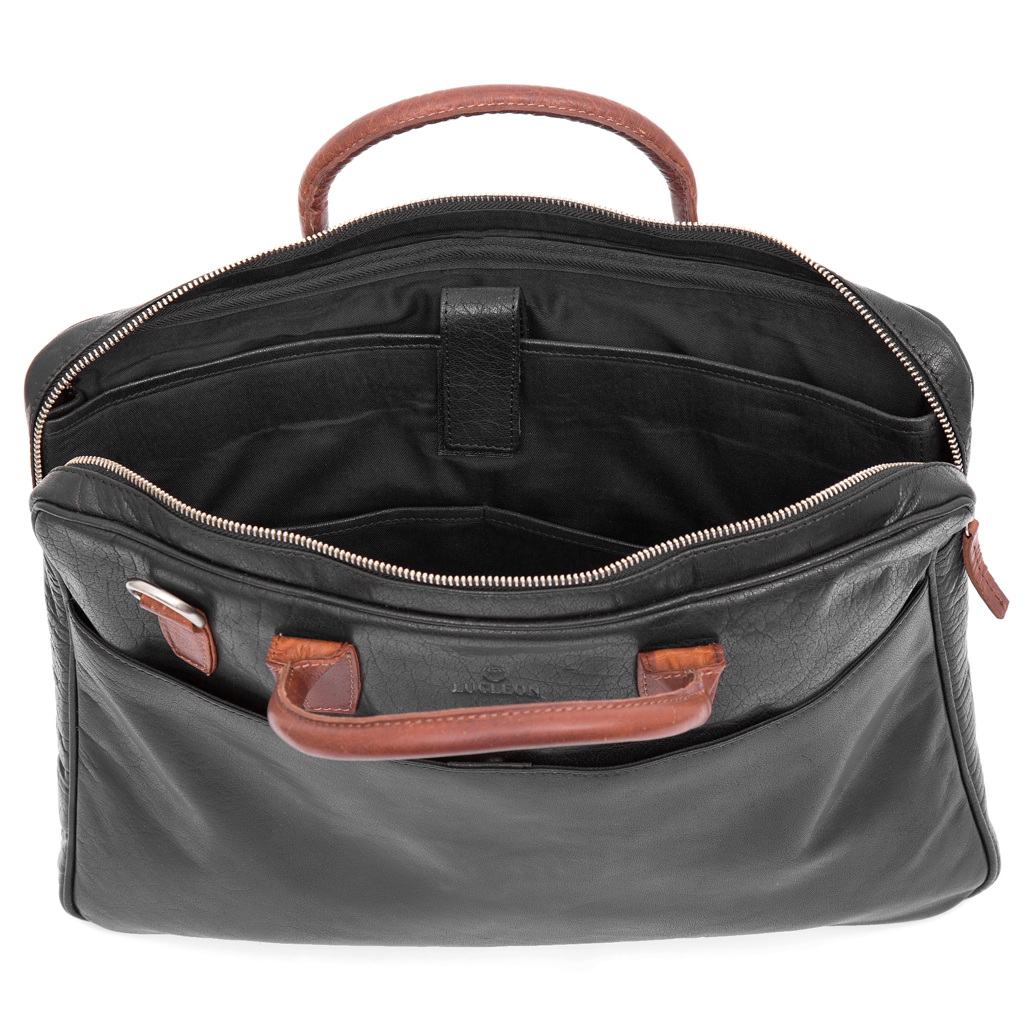 Smal Sort & Lysebrun Montreal 15" Executive Lædertaske - 2
