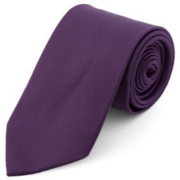 Basic Wide Dark Purple Polyester Tie