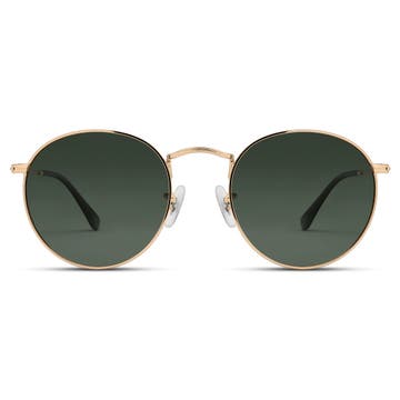 Polarised Round Gold-tone Surgical Steel Sunglasses with Green Lenses Polarised Round Gold-tone Surgical Steel Sunglasses with Green Lenses
