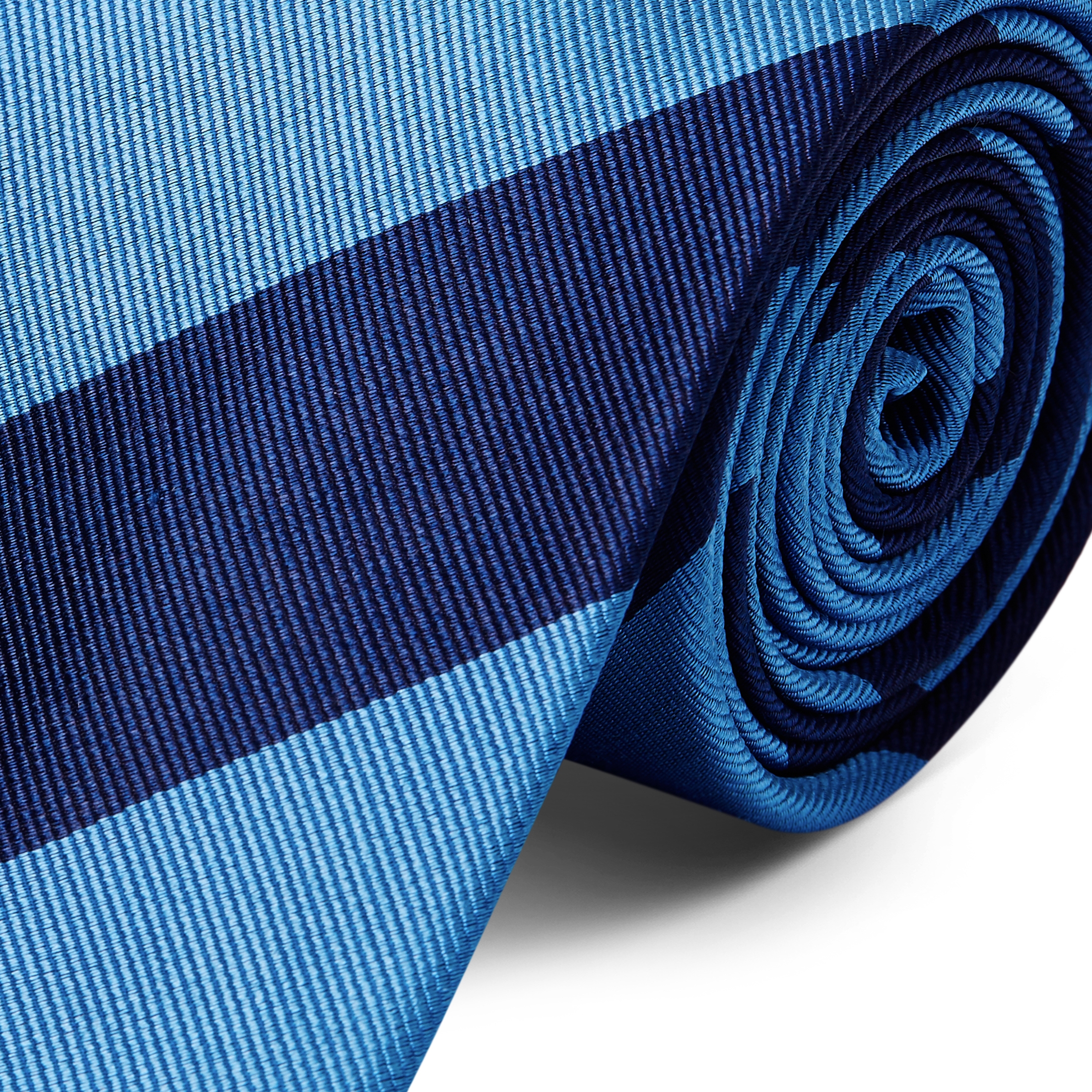 Cravate en soie à rayures bleu marine et marine métal - 8 cm - 2