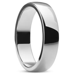 Ferrum | 6 mm Polished Silver-Tone Stainless Steel D-Shape Ring