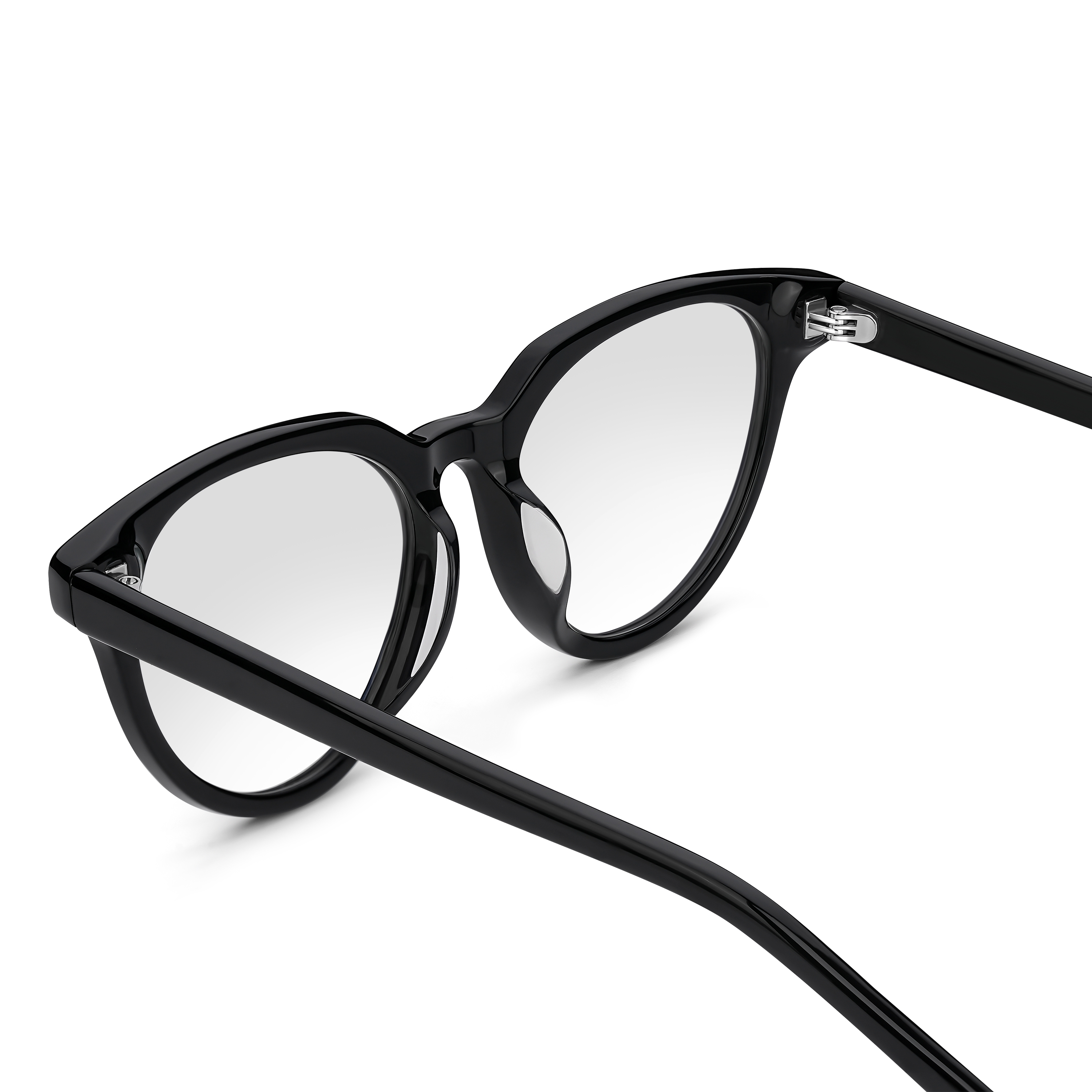 Black Round Horn Rimmed Clear-Lens Glasses - 4