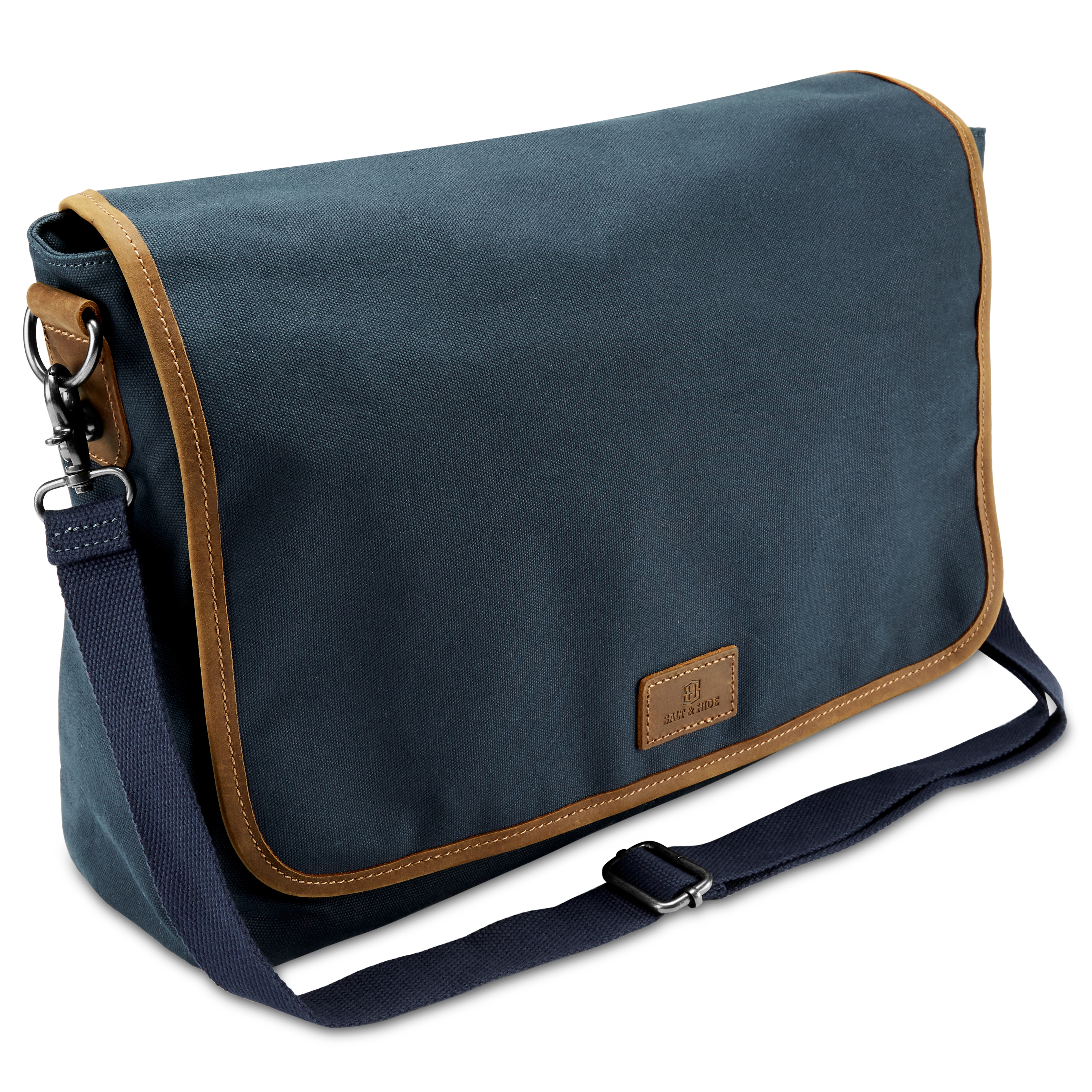 Saul Tarpa Messenger Tasche In Blau & Hellbraun - 2