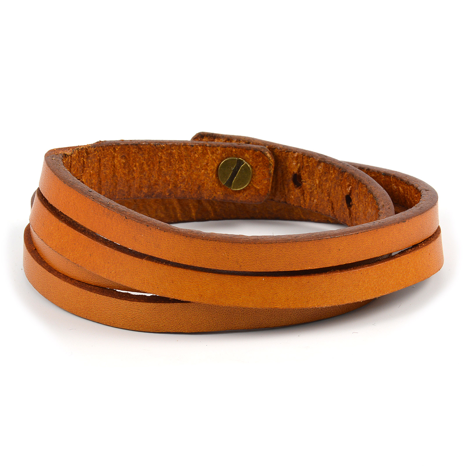 Whiskey Brown Bari Leather Bracelet - 1