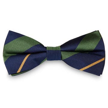 Navy Blue, Bright Green & Golden Stripe Silk Pre-Tied Bow Tie Navy Blue, Bright Green & Golden Stripe Silk Pre-Tied Bow Tie