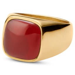 Len vörös ónixköves arany tónusú Gravel pecsétgyűrű