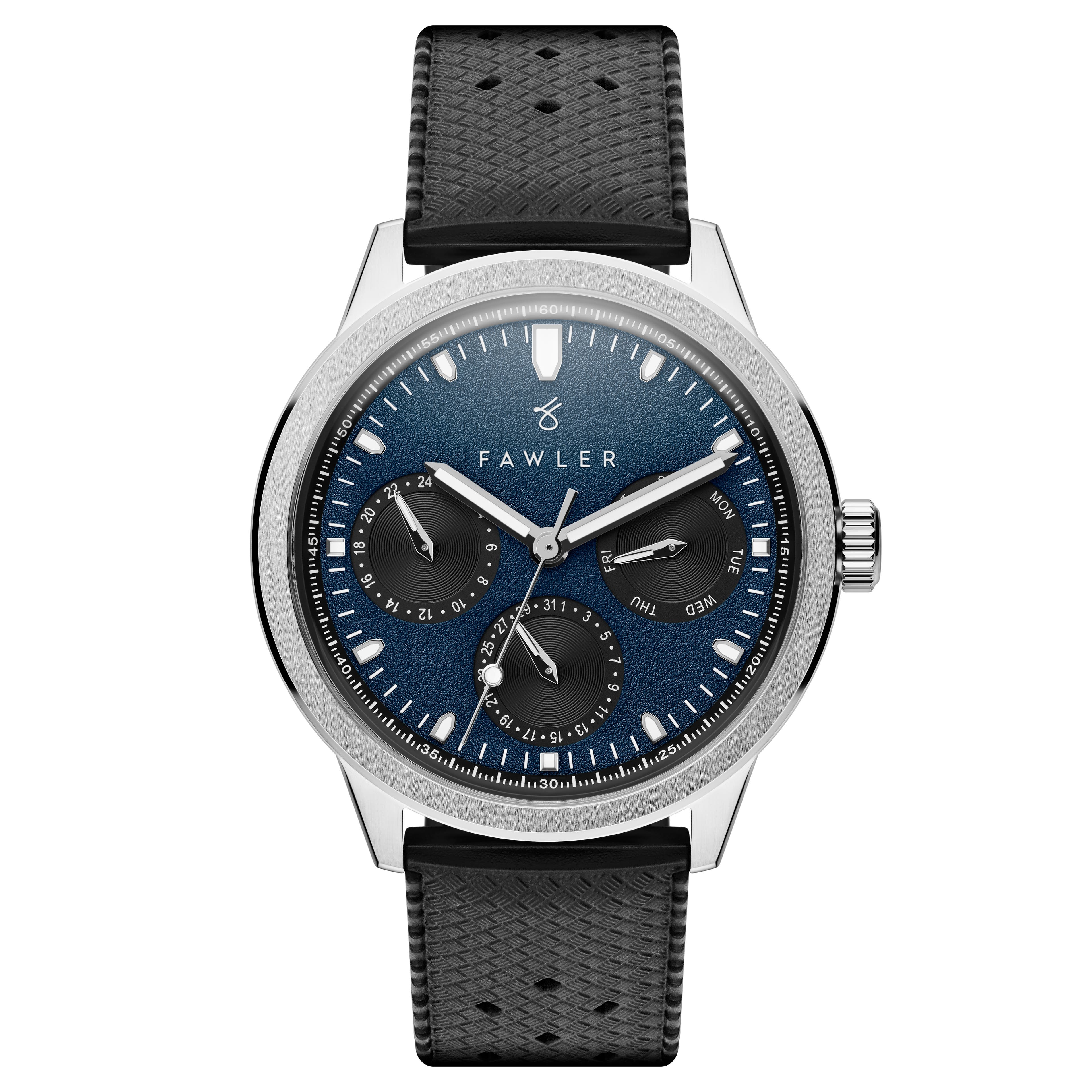 Fausto | Reloj con calendario de acero inoxidable azul