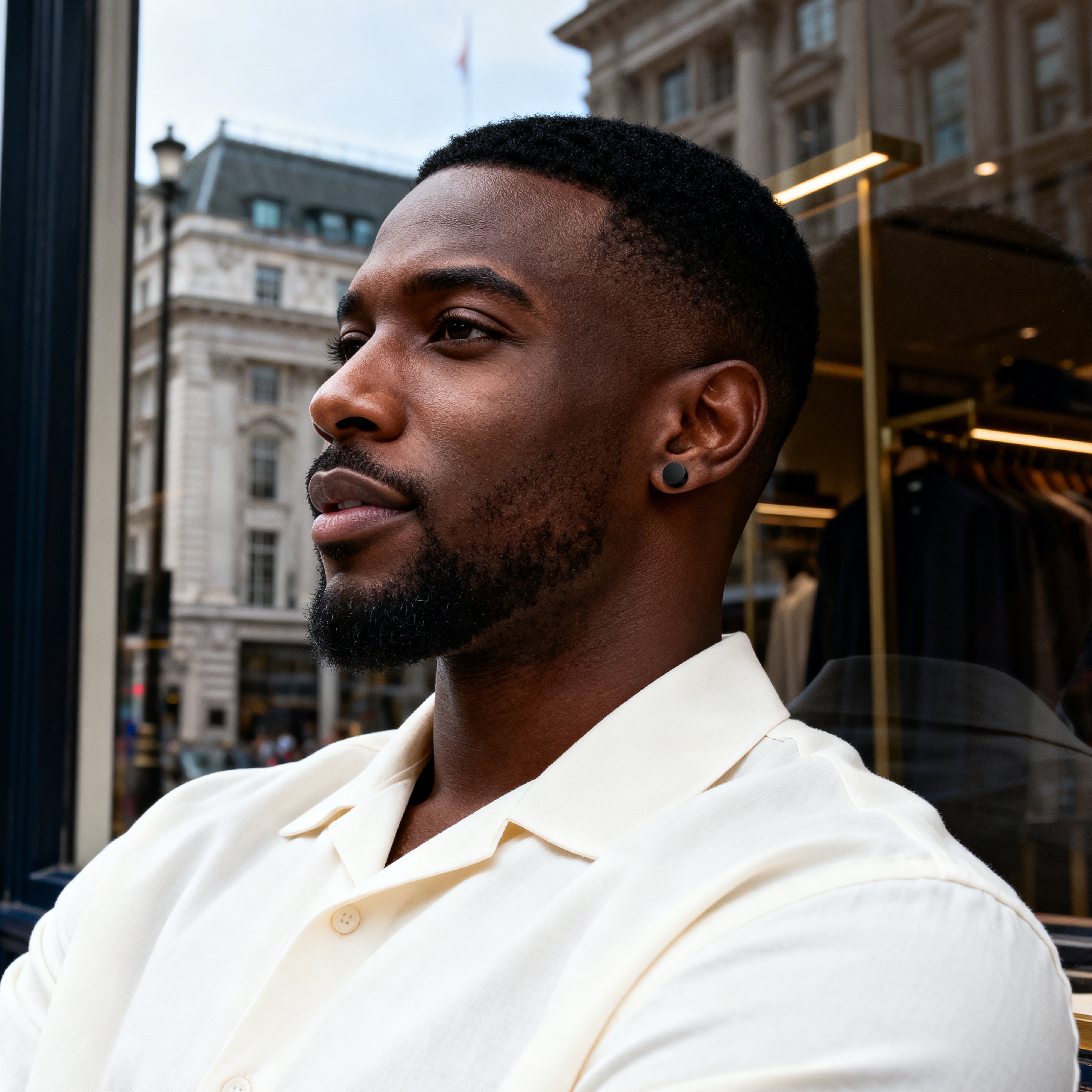 8 mm Black Stainless Steel Faux Plug Earring - 4