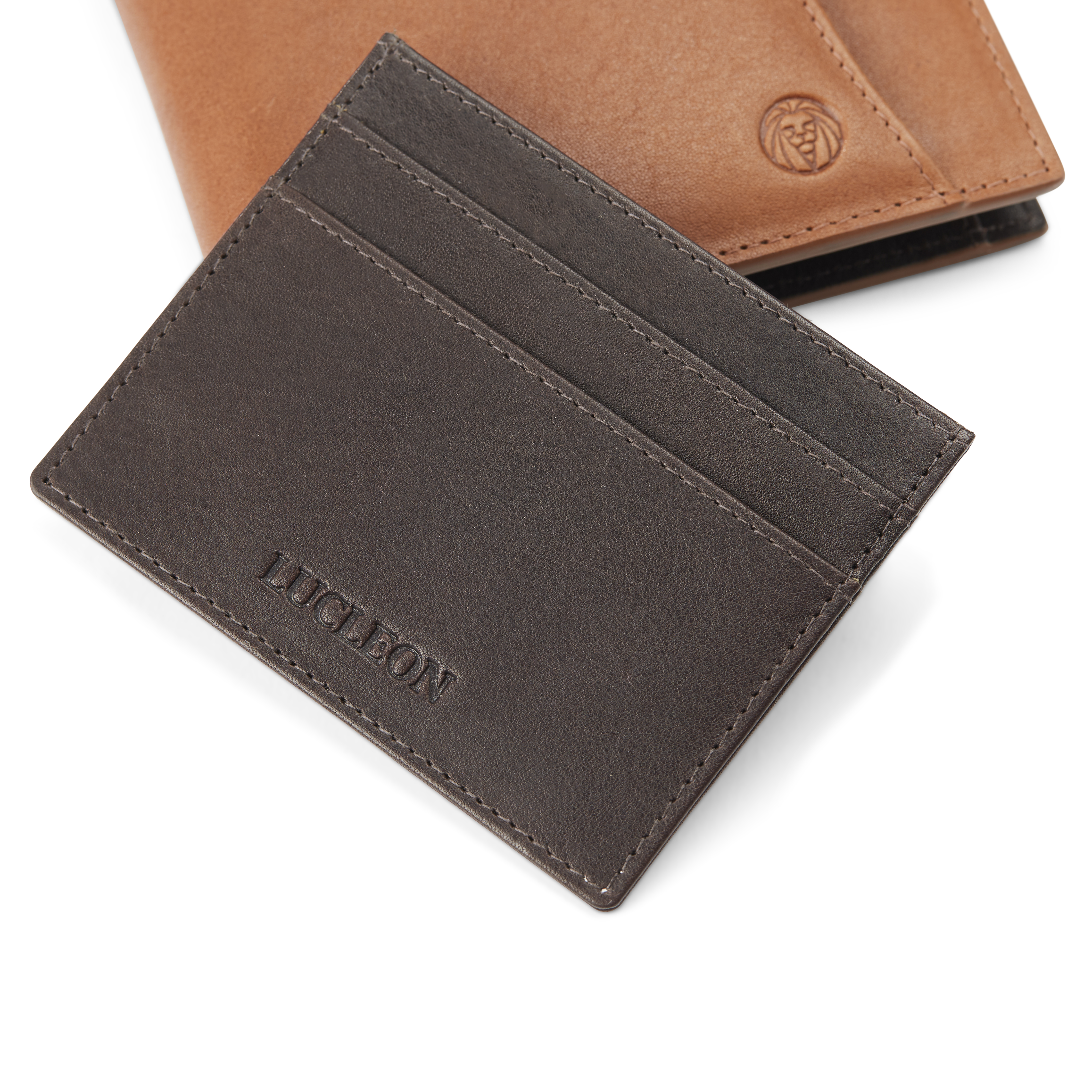 Cartera y tarjetero de cuero canela y marrón oscuro con bloqueo RFID Lincoln - 11