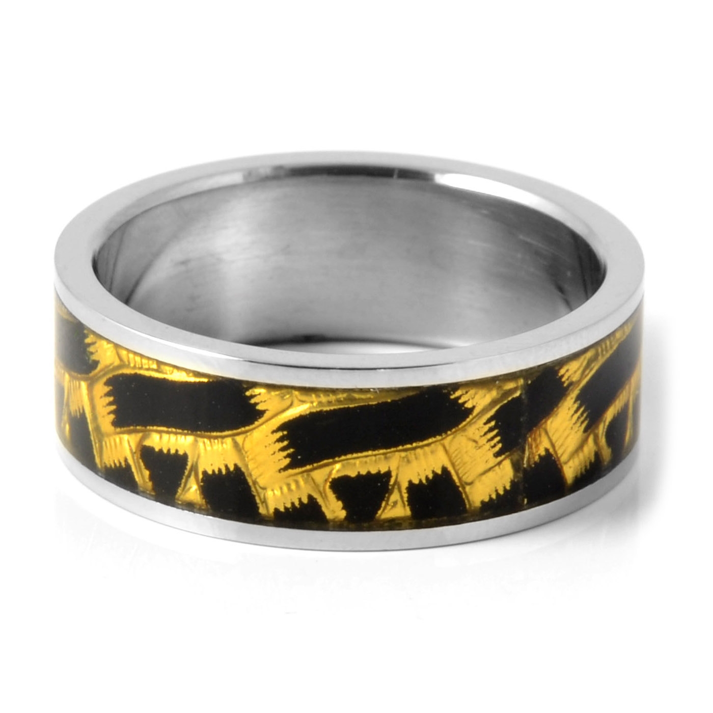 Black & Gold Design Steel Ring - 2