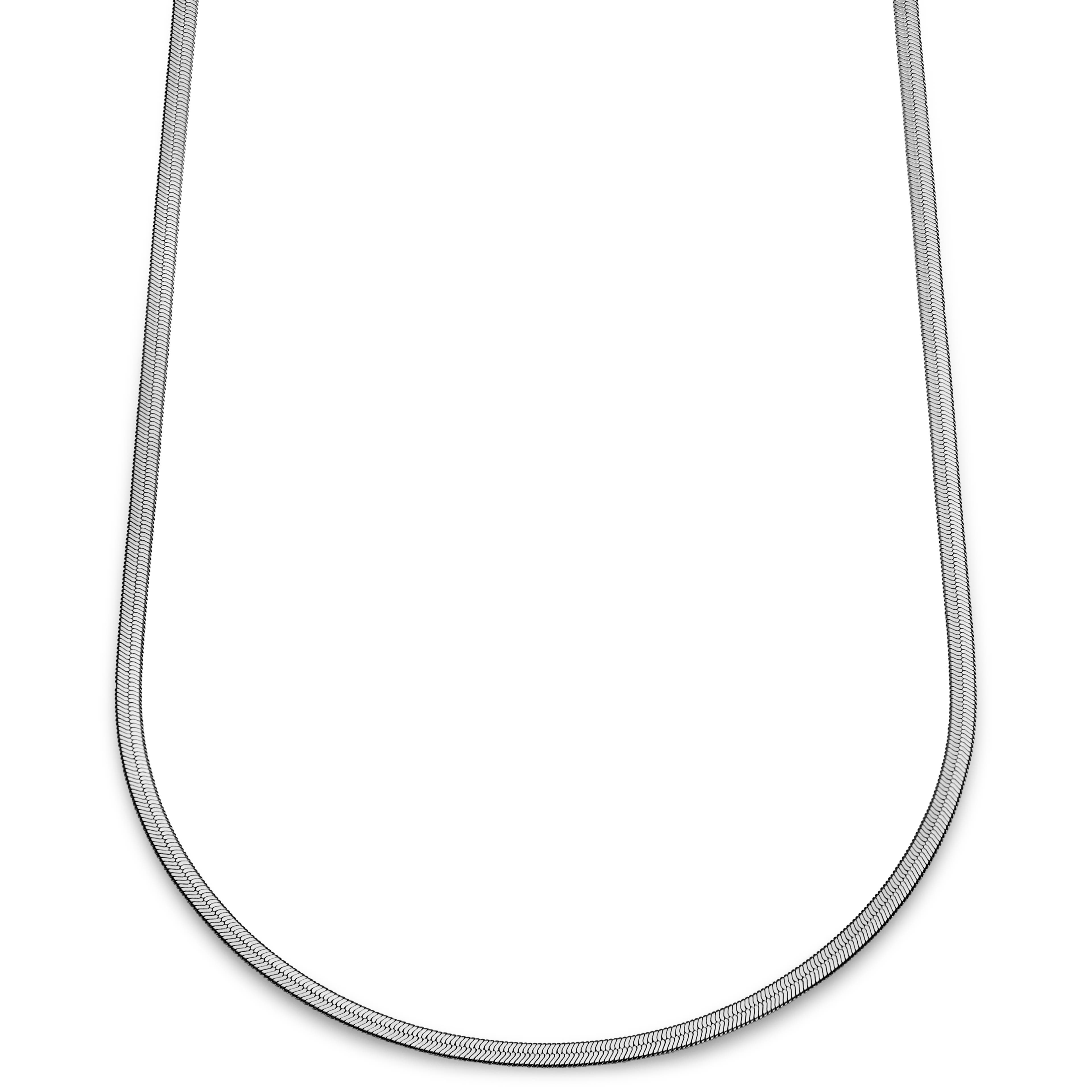 Essentials | 1/5" (4 mm) Silver-Tone Herringbone Chain Necklace