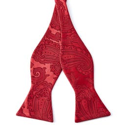 Papion self-tie vintage cu model Paisley roșu