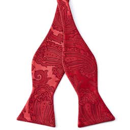 Deep Red Vintage Paisley Self-Tie Bow Tie