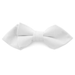 White Basic Pointy Pre-Tied Bow Tie