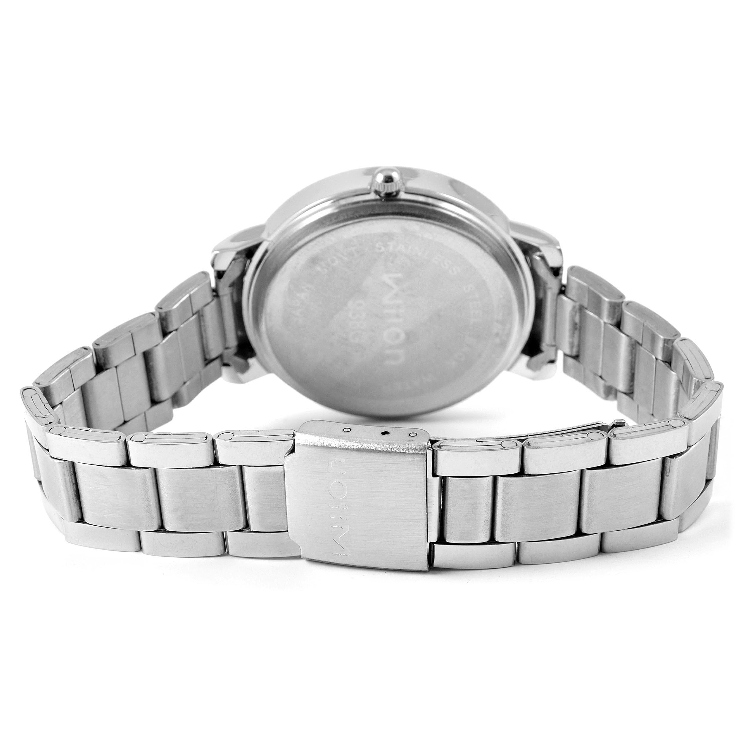 Silberne Edelstahluhr mit schwarzem Zifferblatt - 5