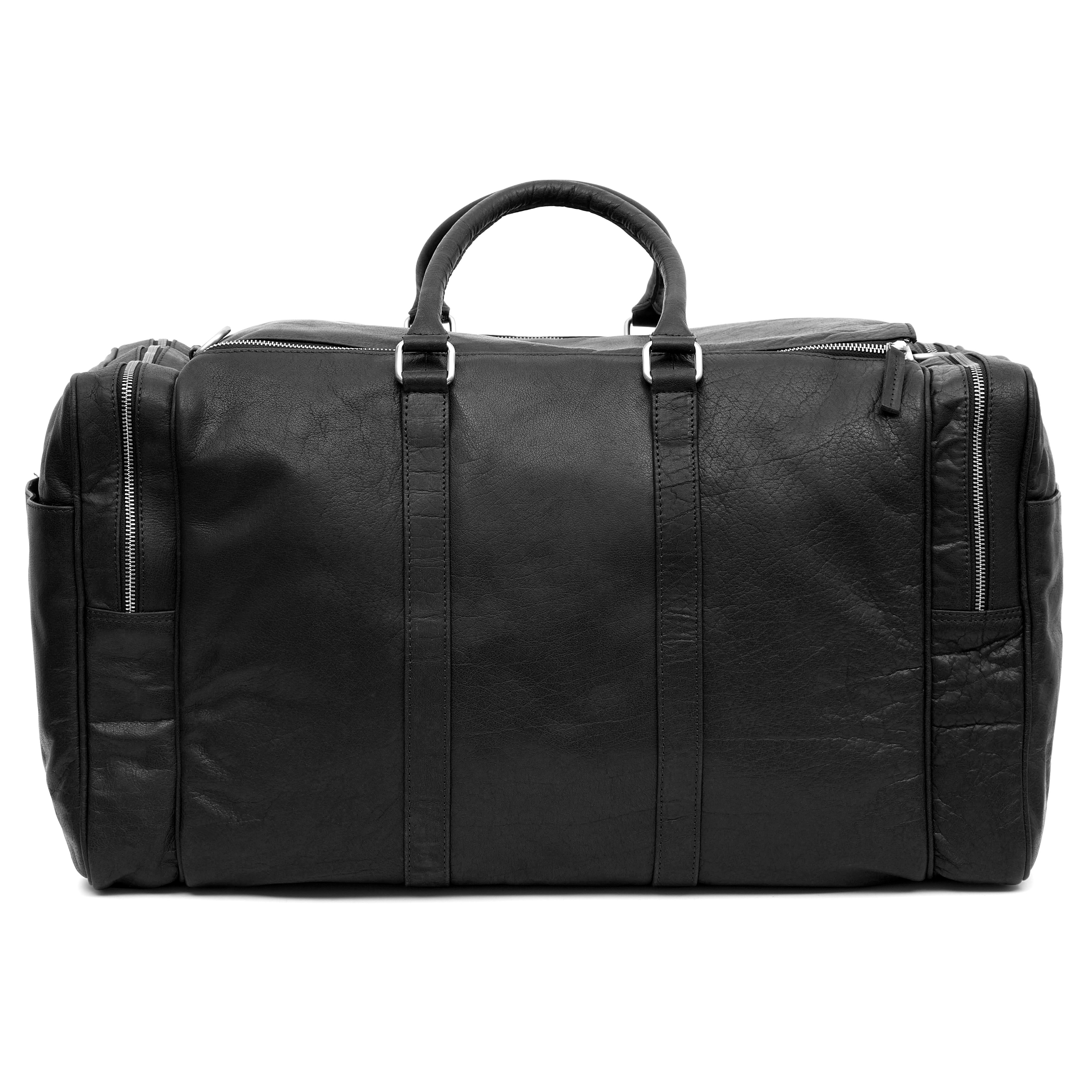 Montreal velká černá kožená víkendová taška  - 5