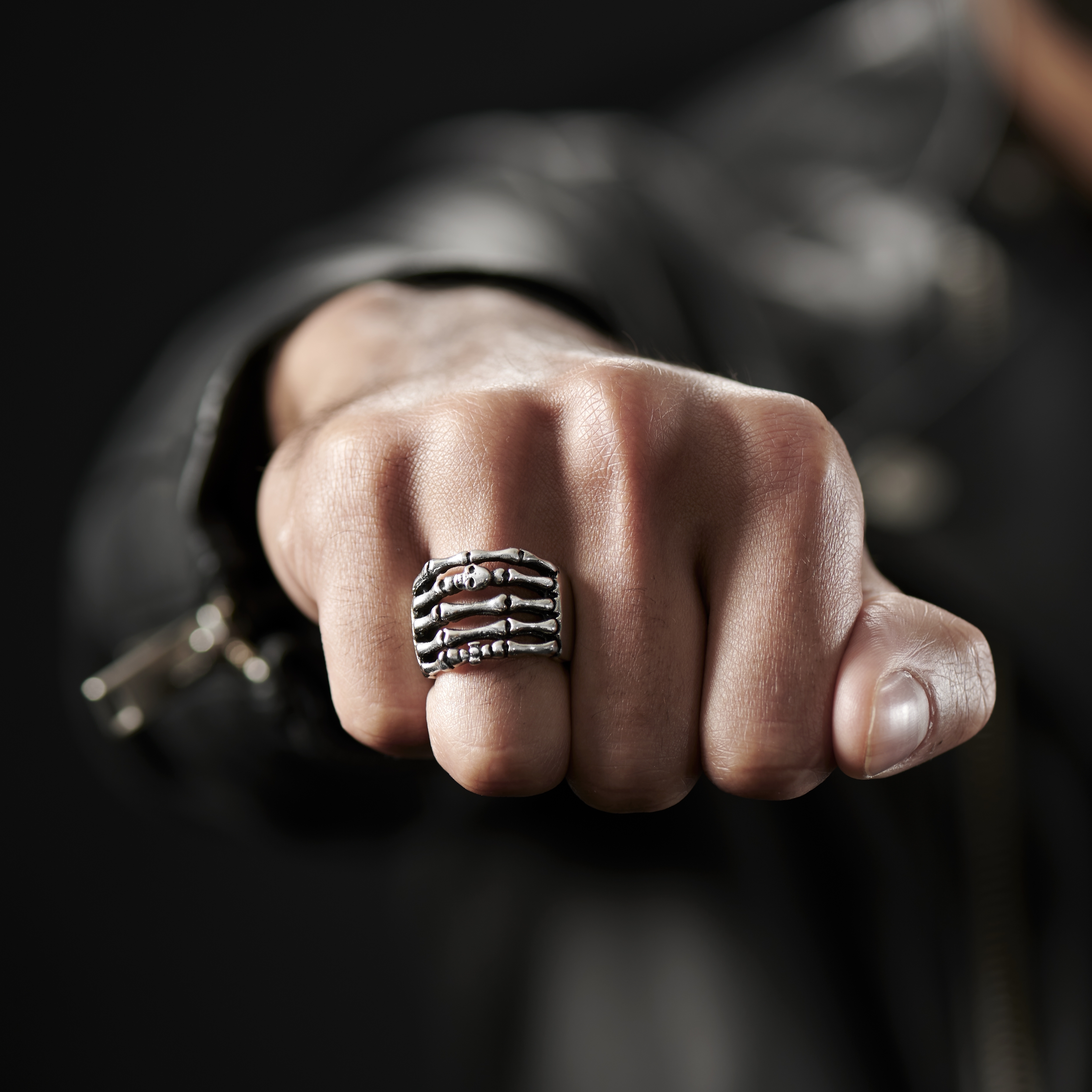 Gedetailleerde Stalen Skeletring  - 4