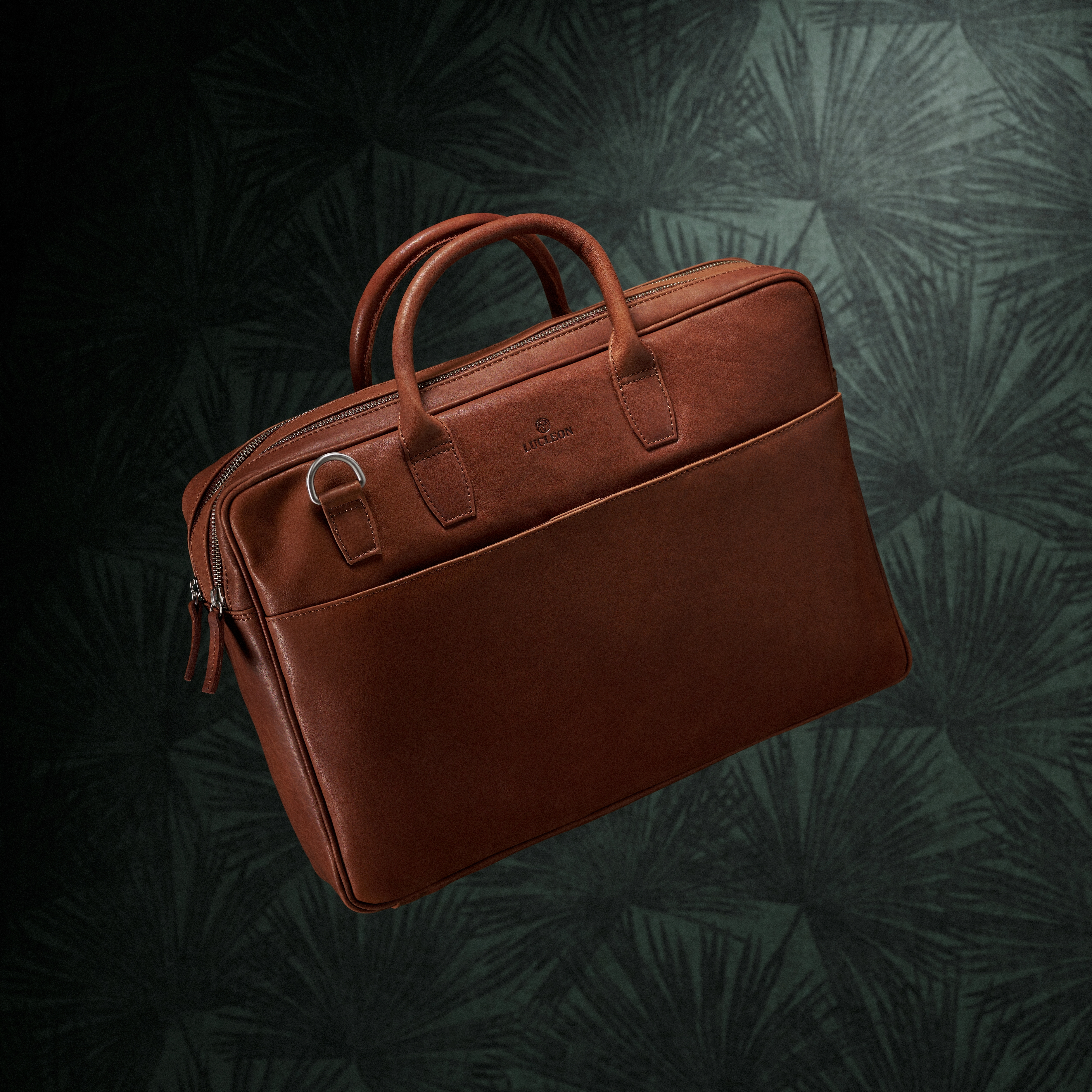 Cambodia Double Zip Executive Tan Leather Bag - 5