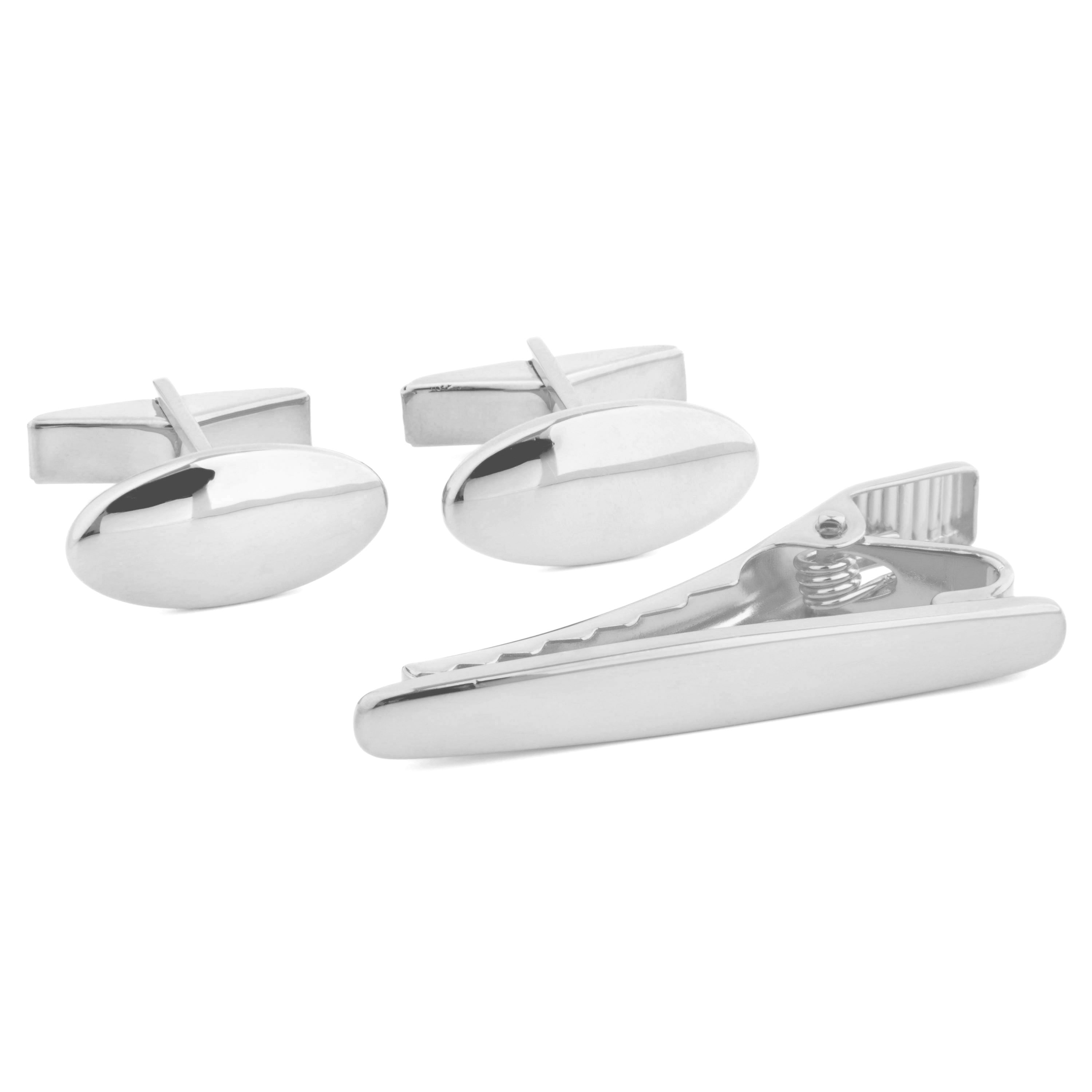 Kratek ovalni set iz srebra 925s - 1