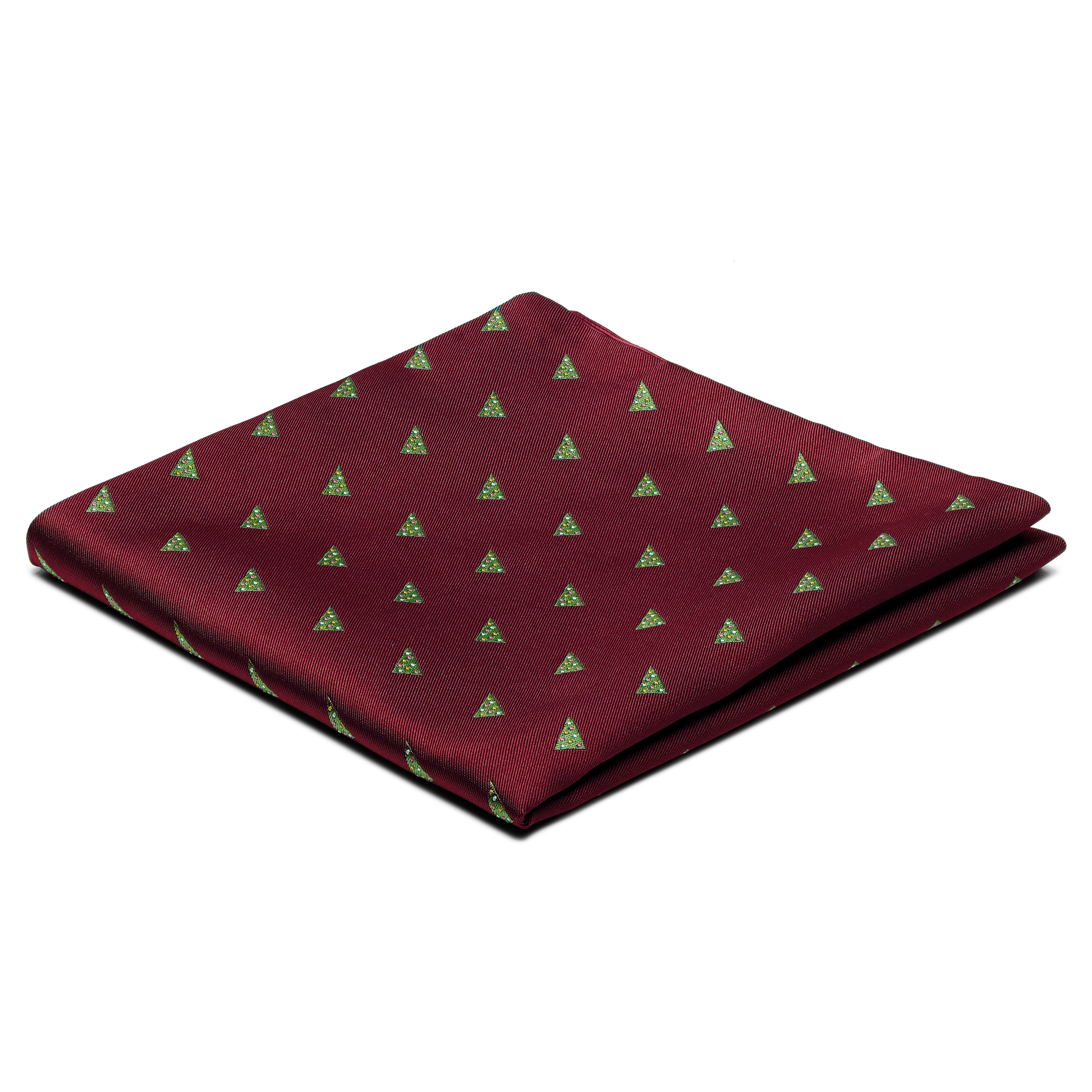 Pañuelo de bolsillo burdeos con árboles de Navidad
