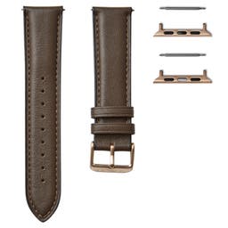 Brown Leather Watch Strap with Rose Gold-Tone Adapter for Apple Watch (38/40MM)