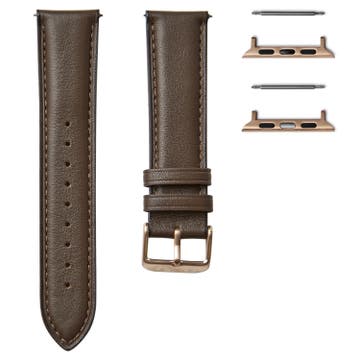 Brown Leather Watch Strap with Rose Gold-Tone Adapter for Apple Watch (38/40MM) Brown Leather Watch Strap with Rose Gold-Tone Adapter for Apple Watch (38/40MM)
