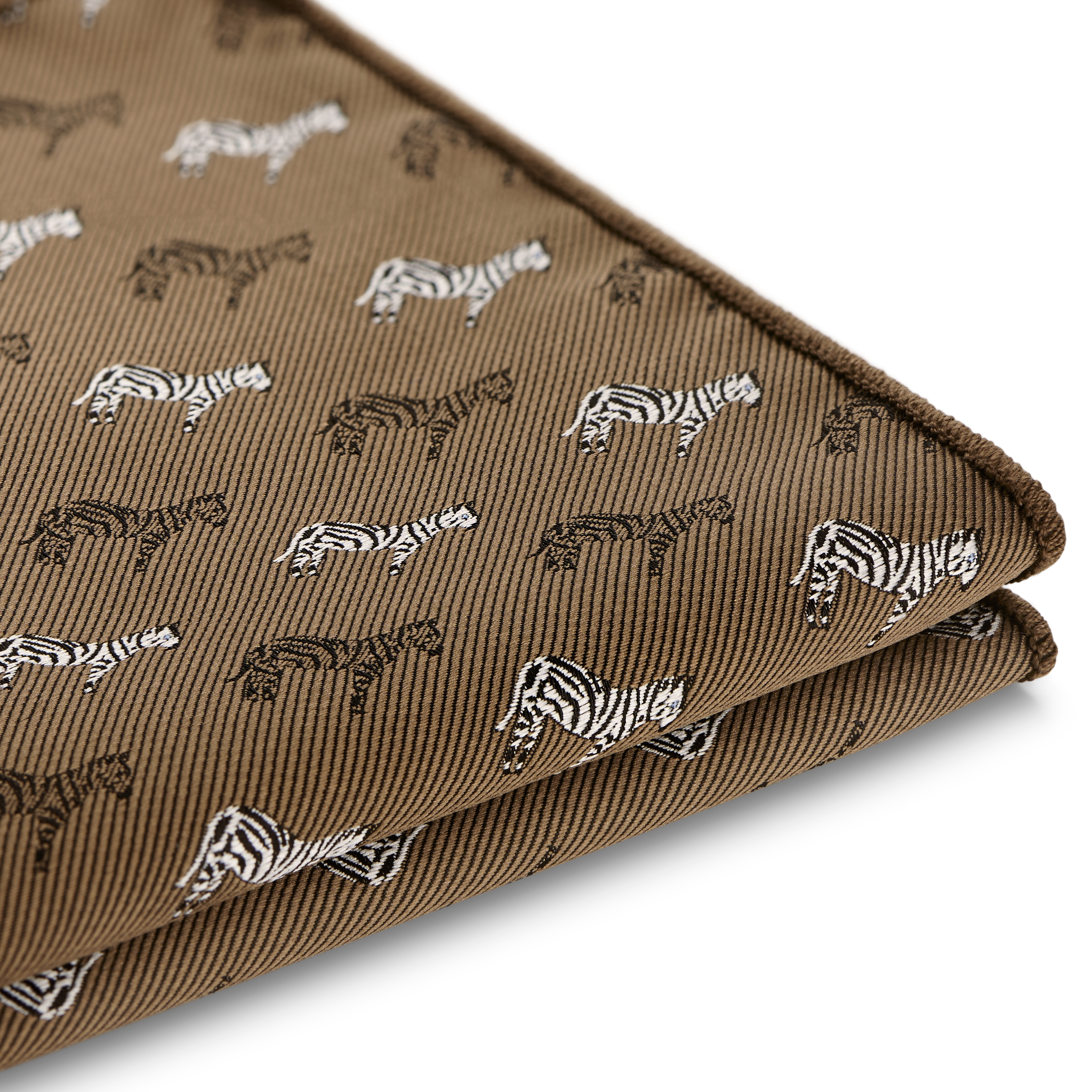 Zoikos | Fazzoletto da taschino marrone con zebre - 3