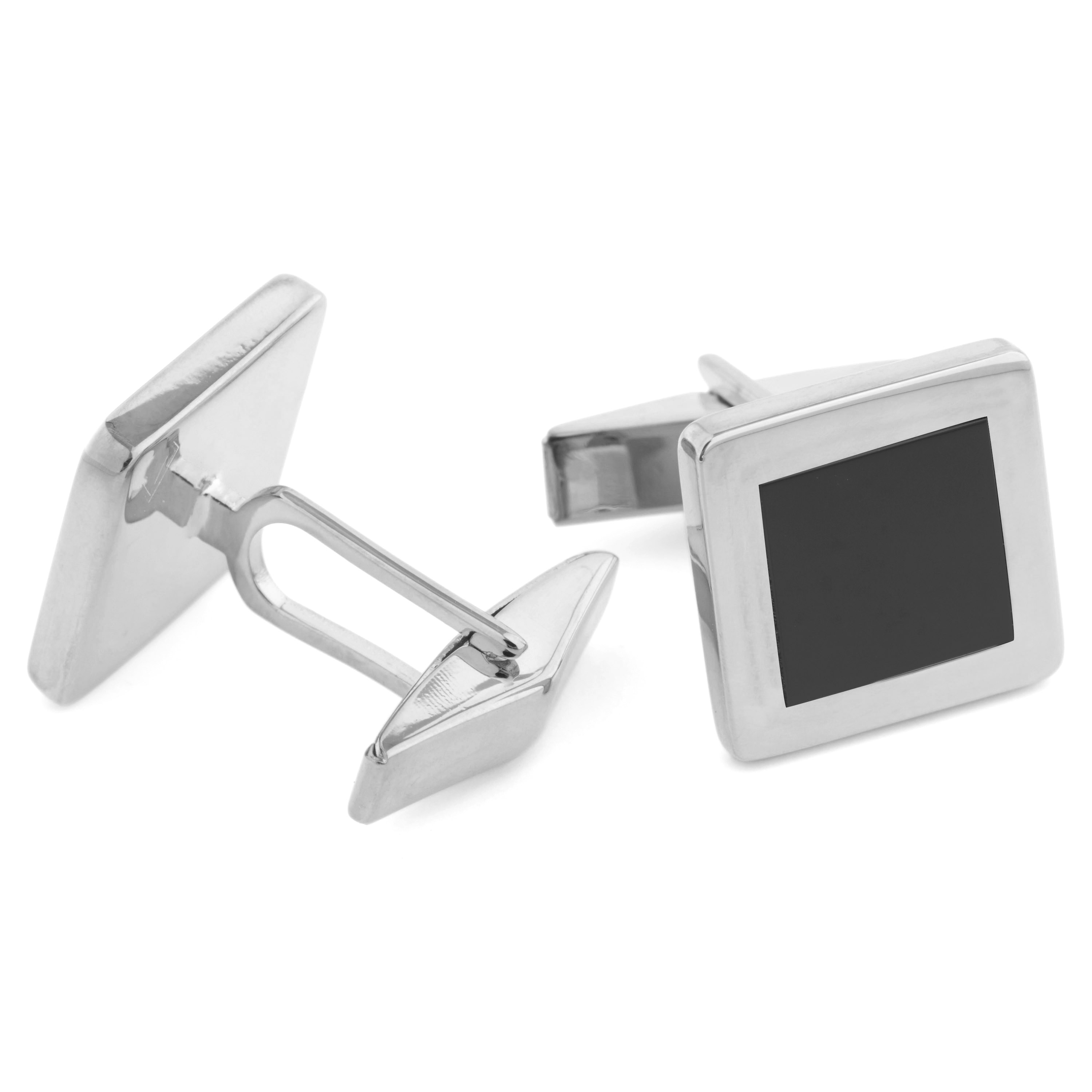 Musta uppokoriste - lyhyt hopeinen setti, 925-hopeaa - 3