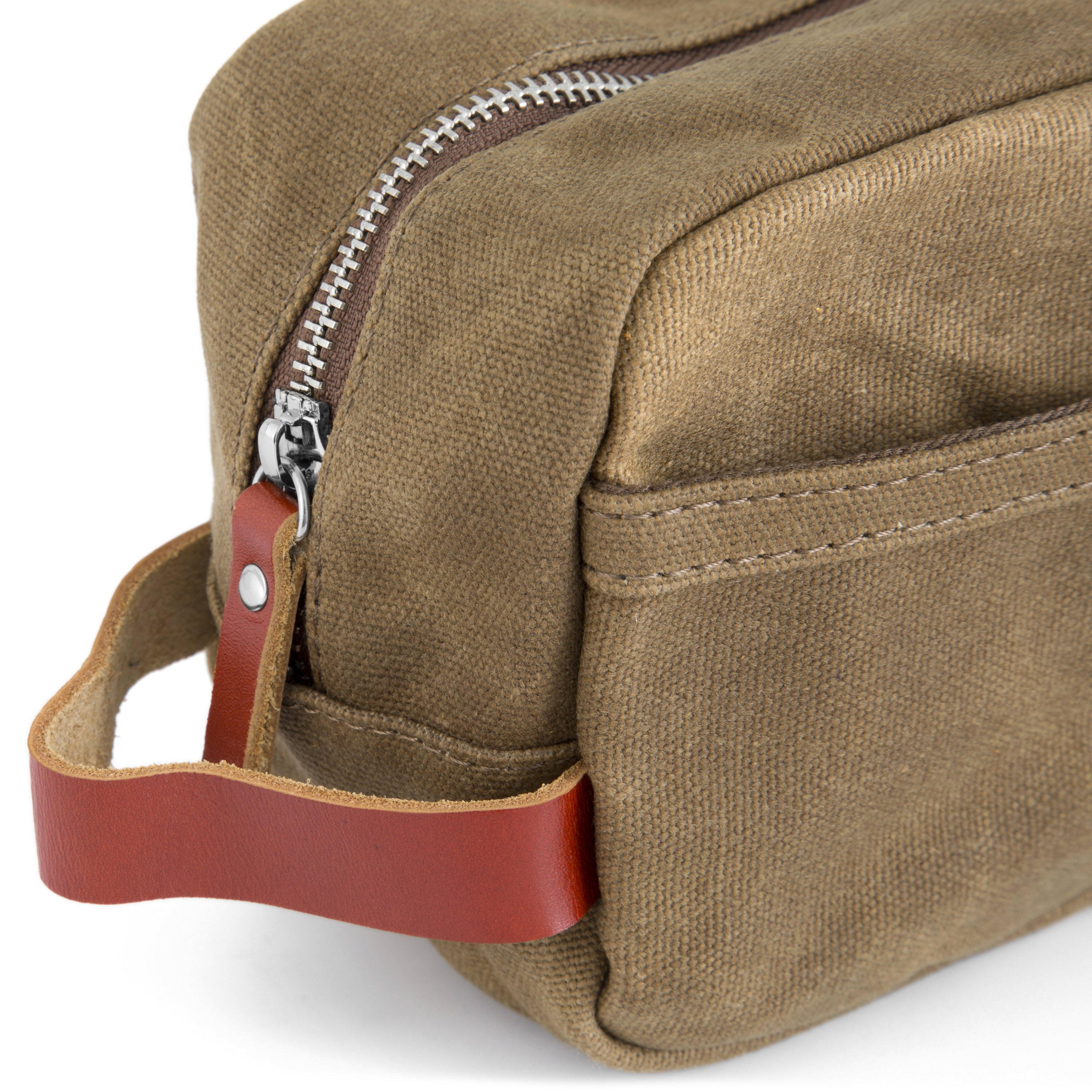 Khaki Bridge Waxed Canvas Washbag - 6