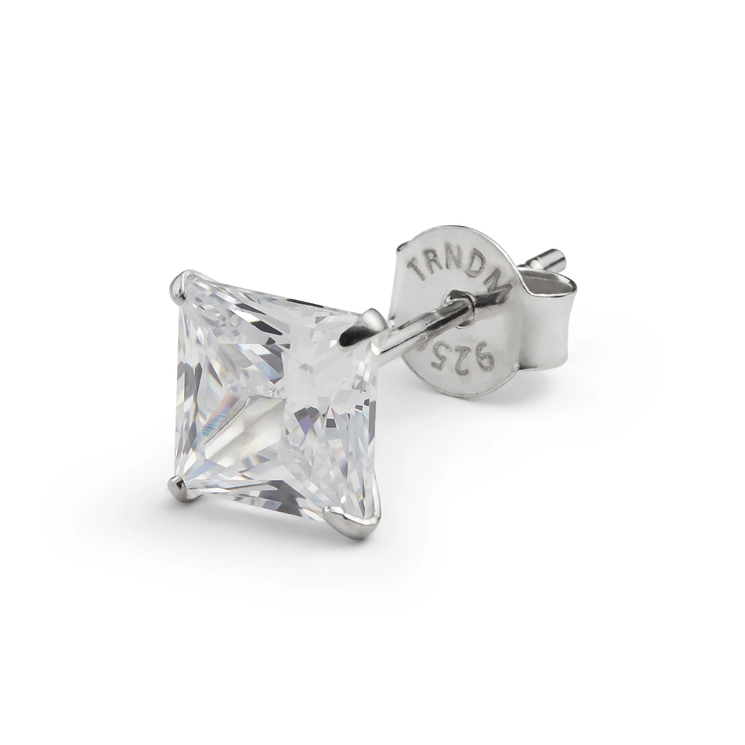 Nova | Pendiente de plata de ley 925 con circonita 7A cuadrada premium - 6 mm Nova | Pendiente de plata de ley 925 con circonita 7A cuadrada premium - 6 mm