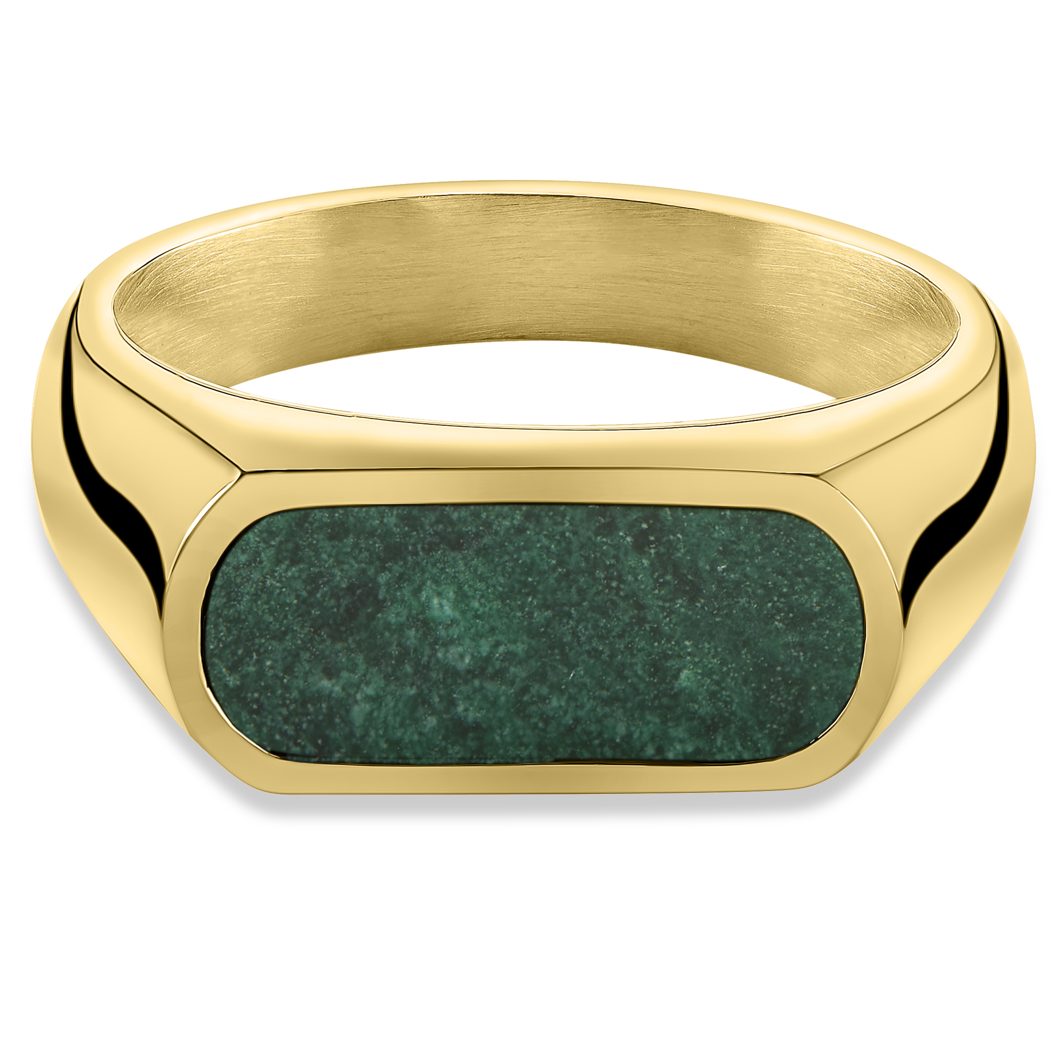 Orisun | Gold-Tone African Jade Signet Ring | In stock! | Arkai