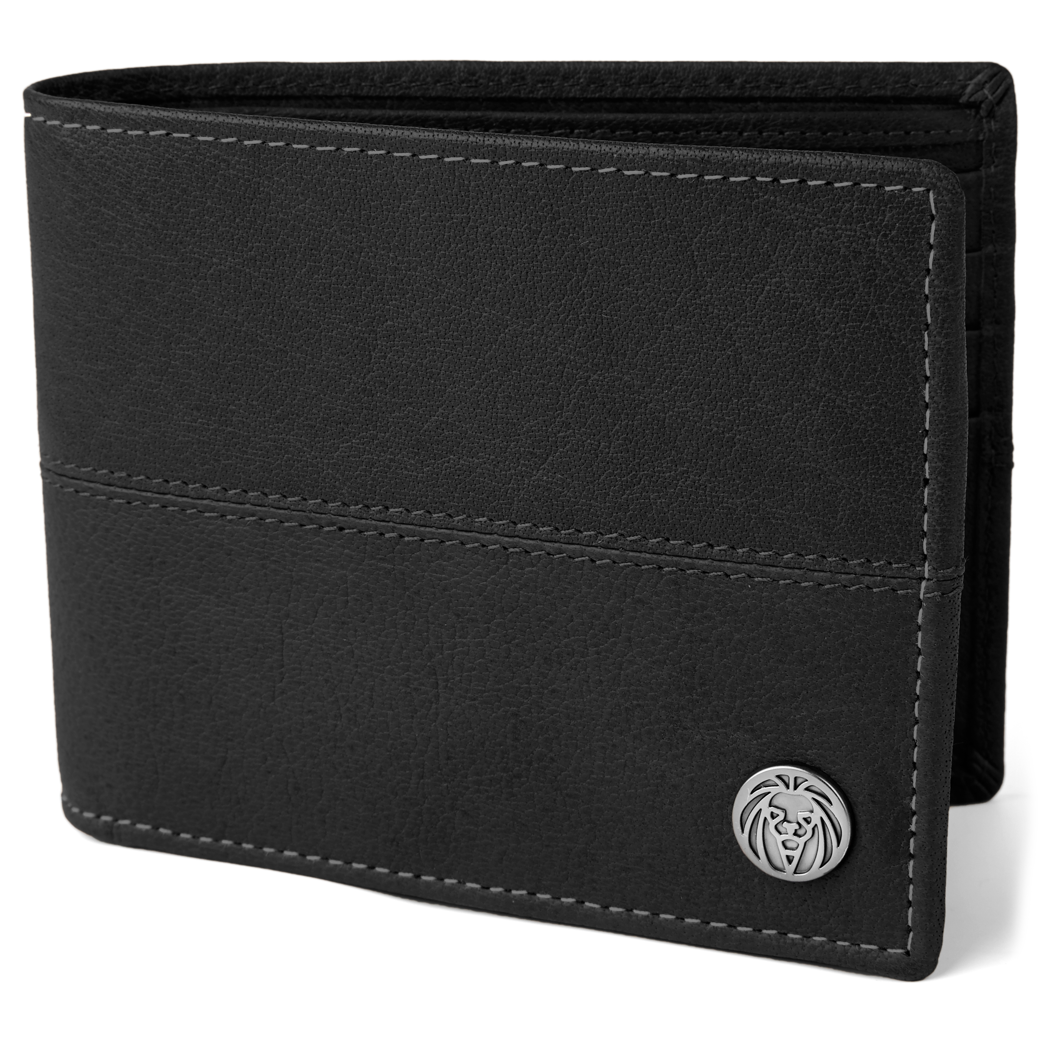 Oxford prošívaná černá kožená peněženka - 1