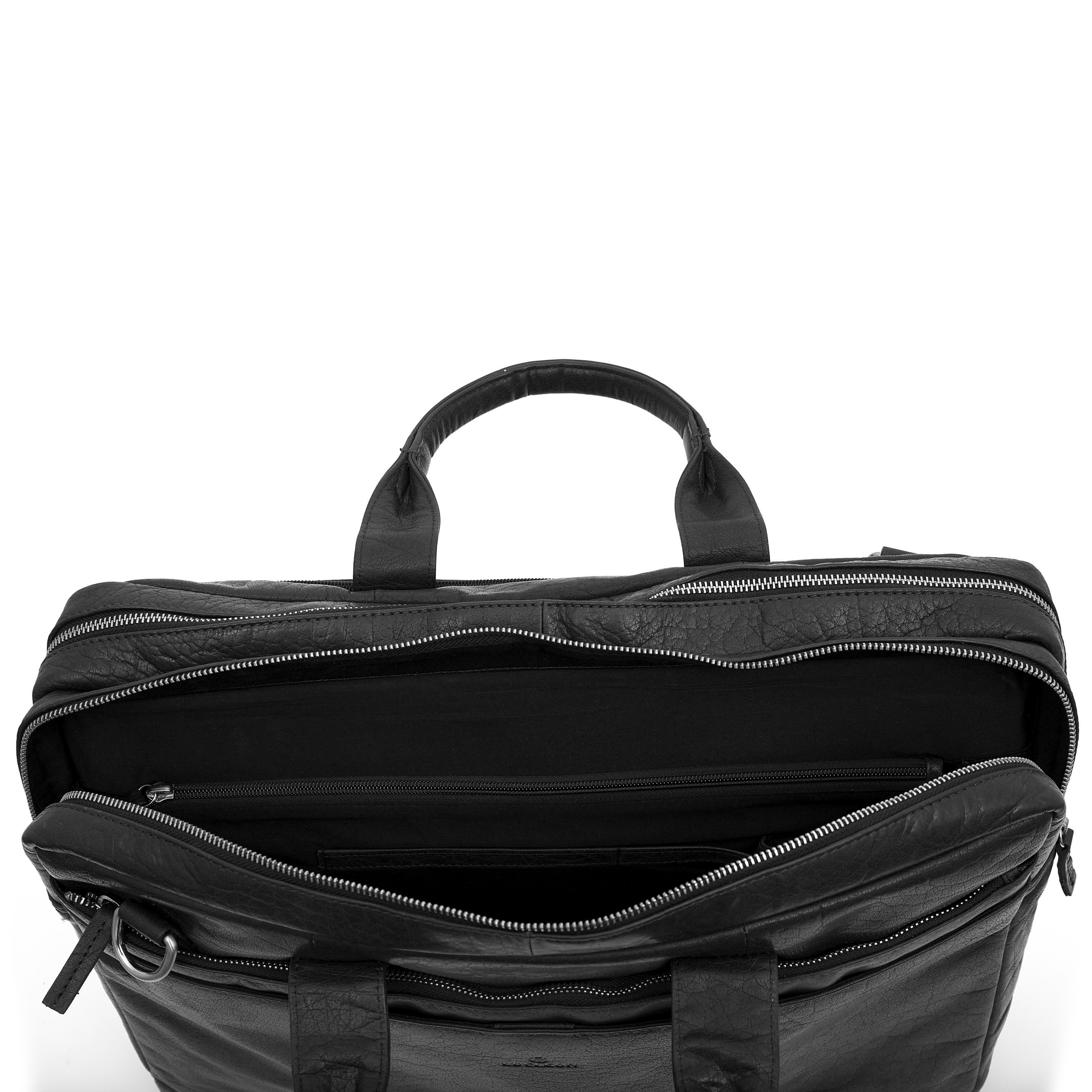 Montreal Extra Große Schwarze Leder-Laptop-Tasche - 12