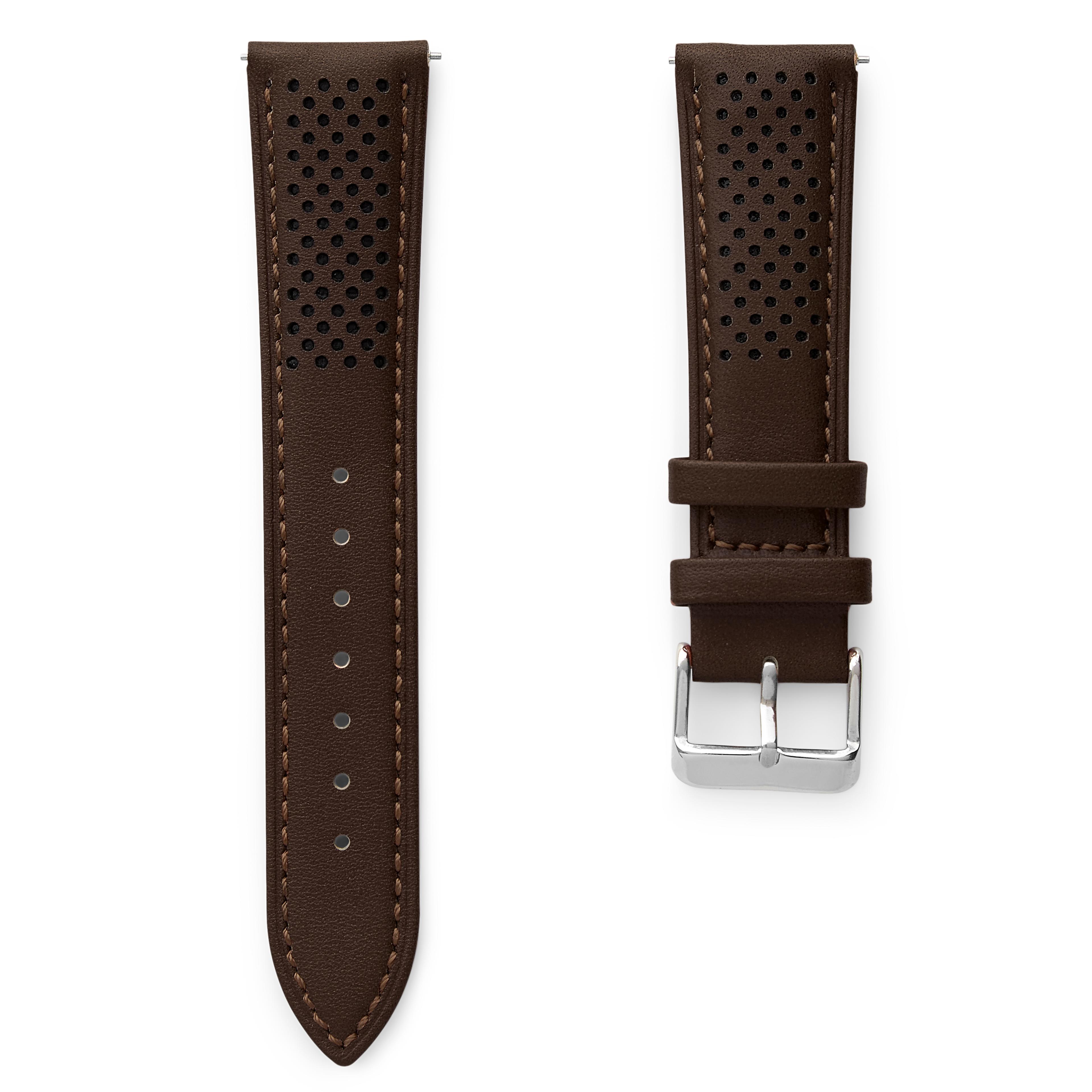 20mm Classic brown leather racing watch strap with quick release 20mm Classic brown leather racing watch strap with quick release
