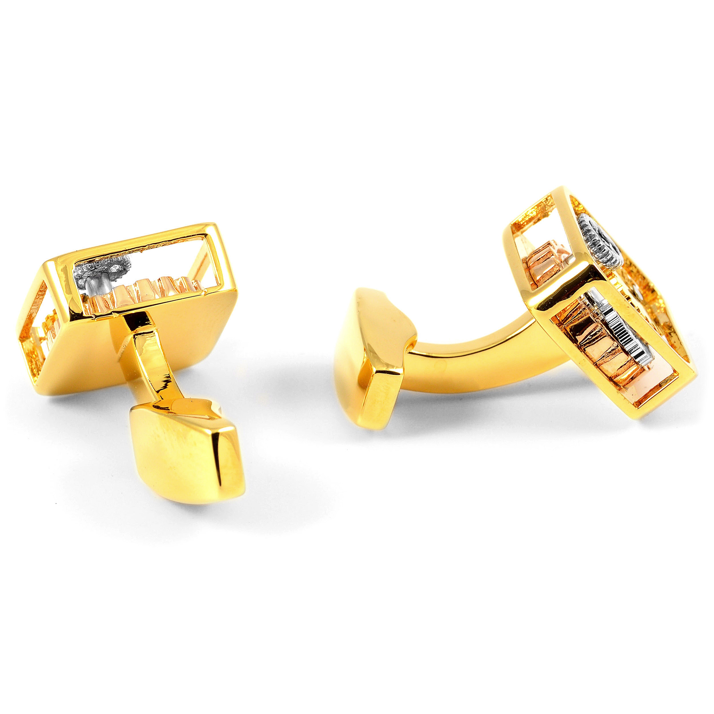 Goldfarbene Uhrwerk Manschettenknöpfe - 2