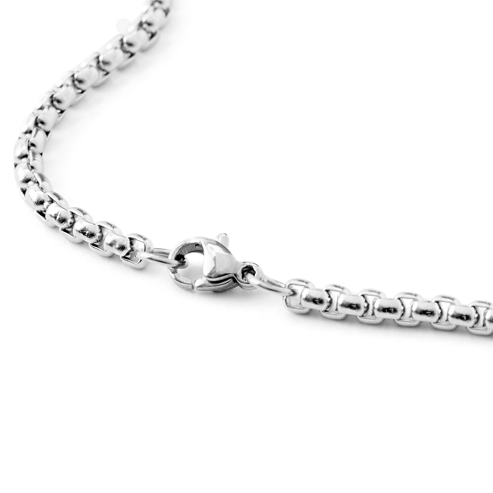 Silver-Tone & Black Stainless Steel Riveted Cross Box Chain Necklace - 5
