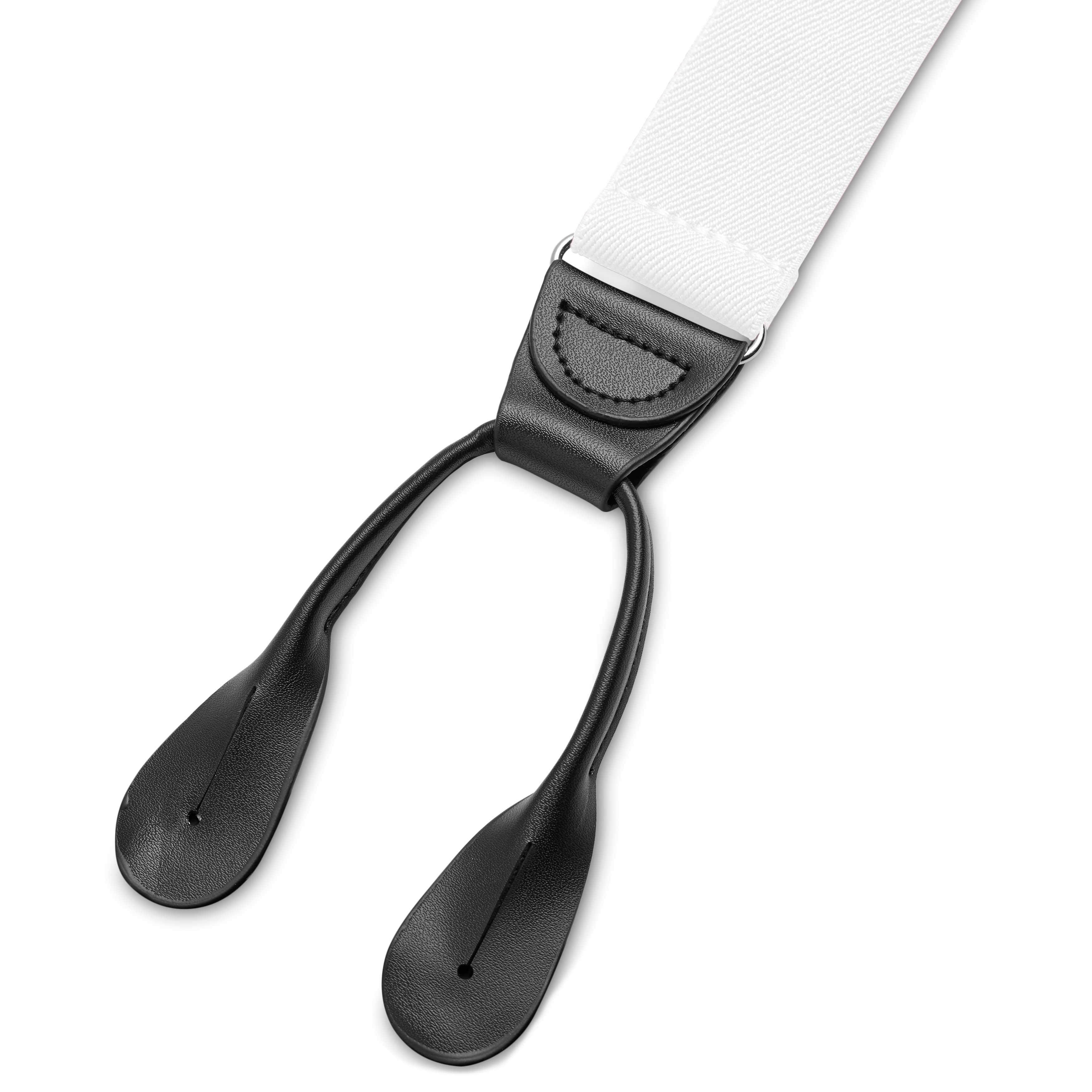 Wide White Split Button Braces - 3